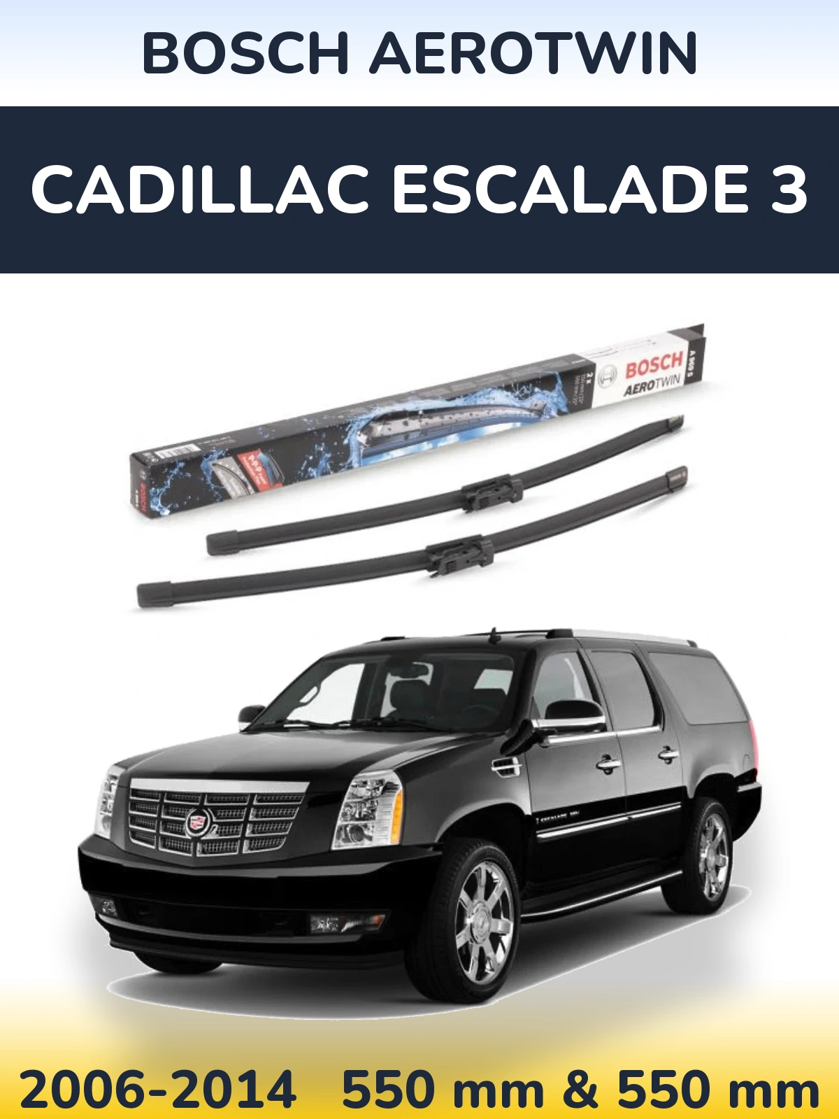 Комплект передних дворников BOSCH AeroTwin 550 & 550 мм для Cadillac Escalade 3 2006-2014