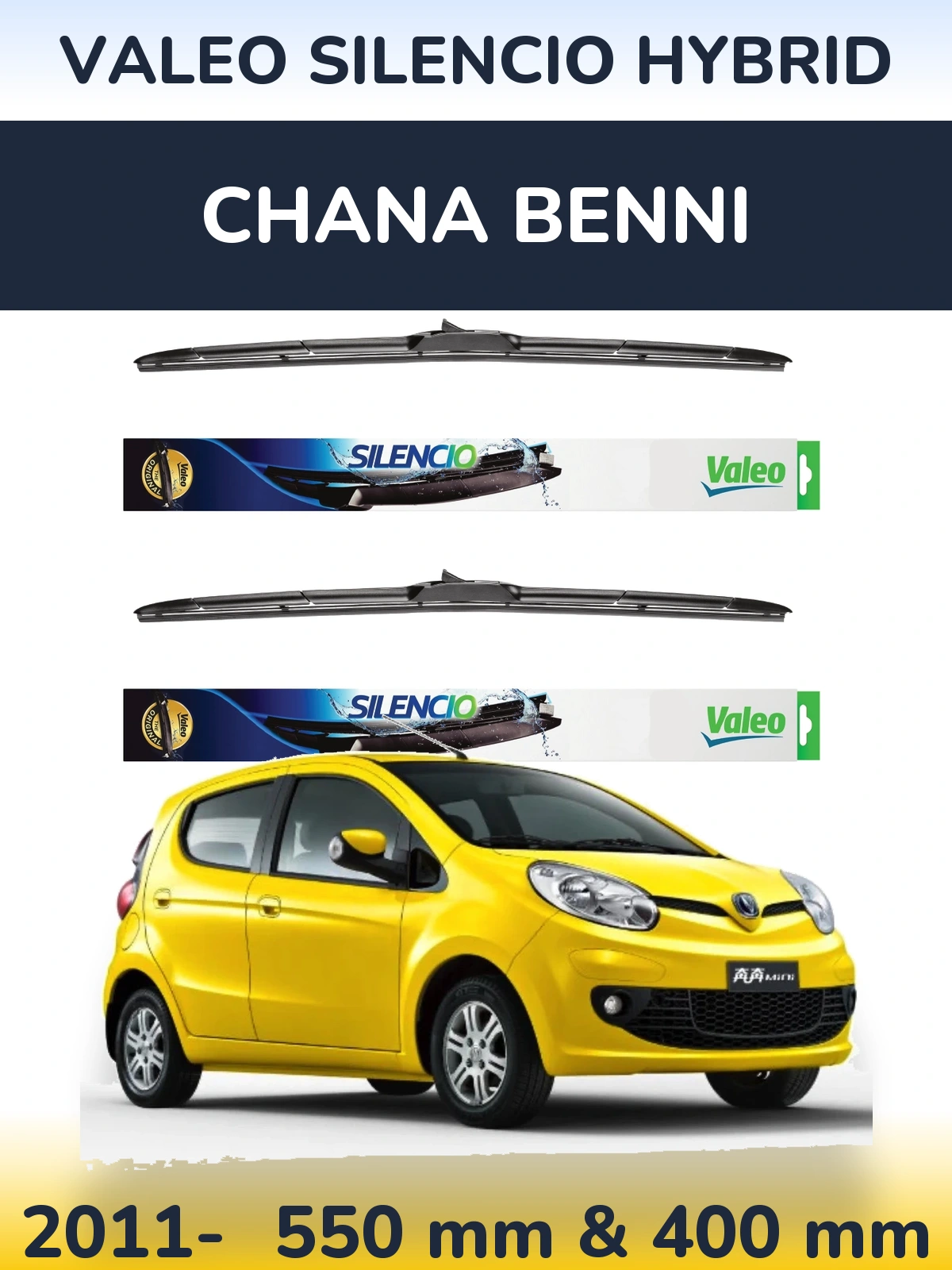 Комплект передних дворников Valeo Silencio Hybrid 550 & 400 мм для Chana Benni 2011-2026