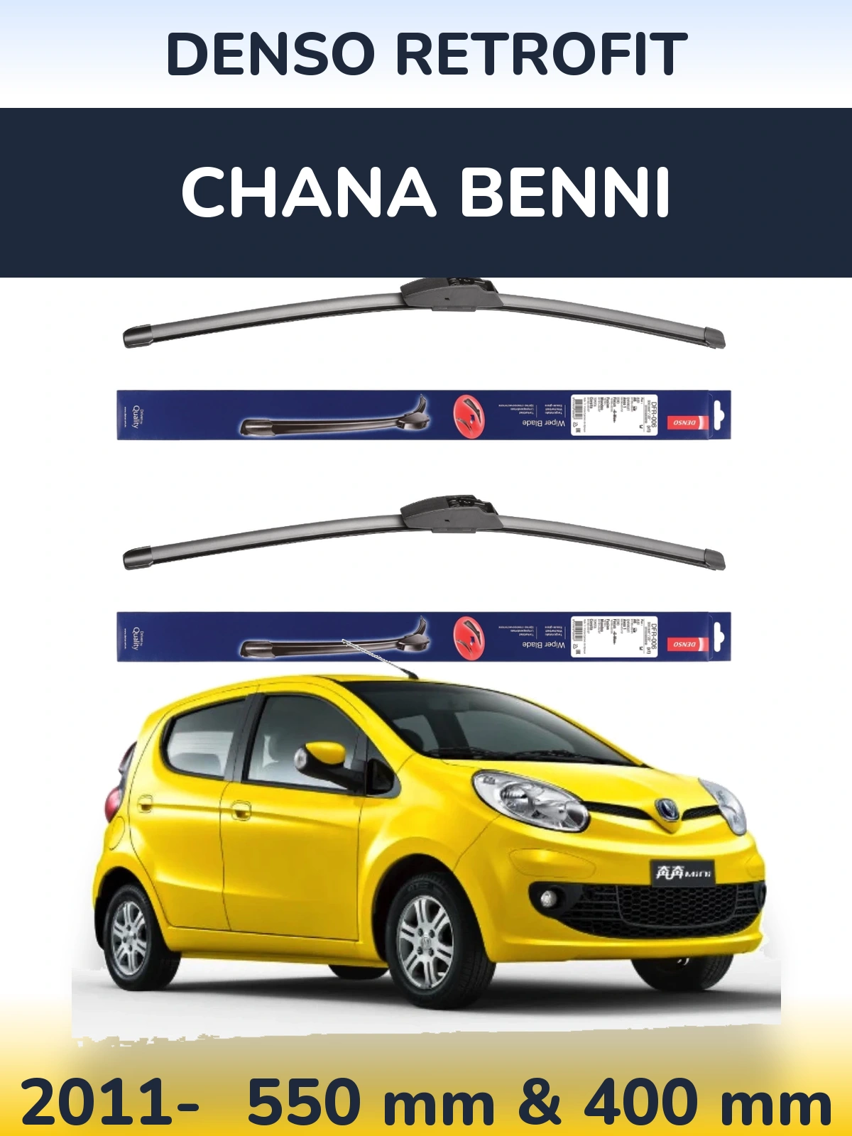 Комплект передних дворников Denso Retrofit 550 & 400 мм для Chana Benni 2011-2026