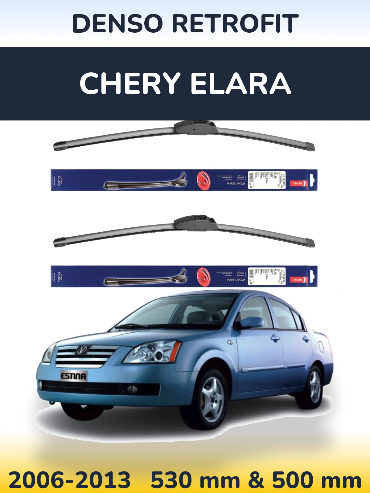 Комплект передних дворников Denso Retrofit 530 & 500 мм для Chery Elara 2006-2013