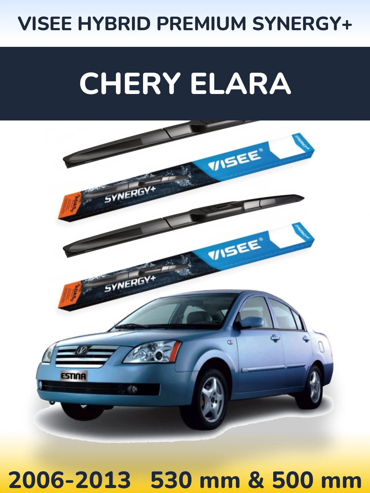 Комплект передних дворников VISEE HYBRID PREMIUM SYNERGY+ 530 & 500 мм для Chery Elara 2006-2013