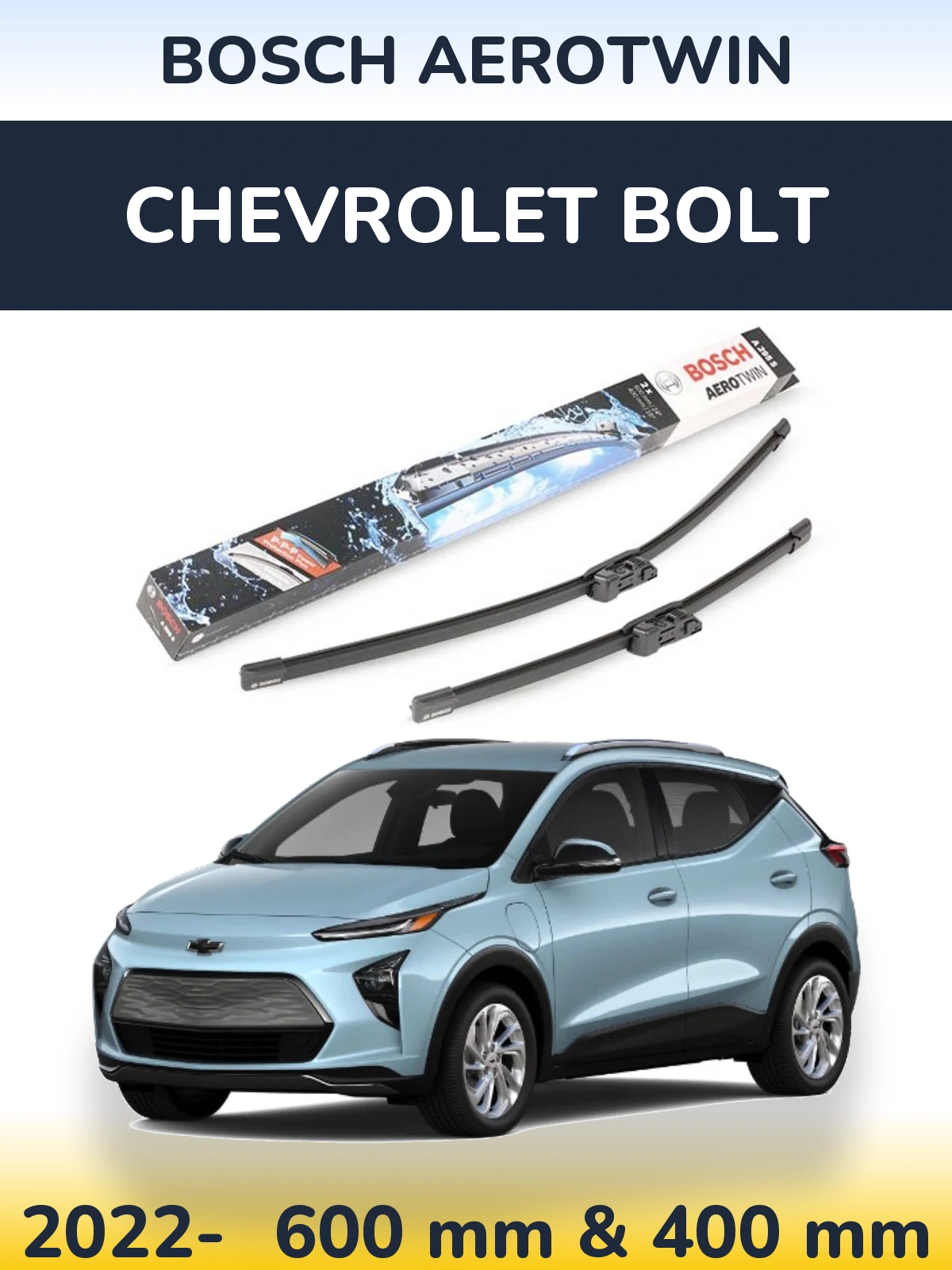 Front wiper blade set BOSCH AeroTwin 600 & 400 mm for Chevrolet Bolt 2022-2026