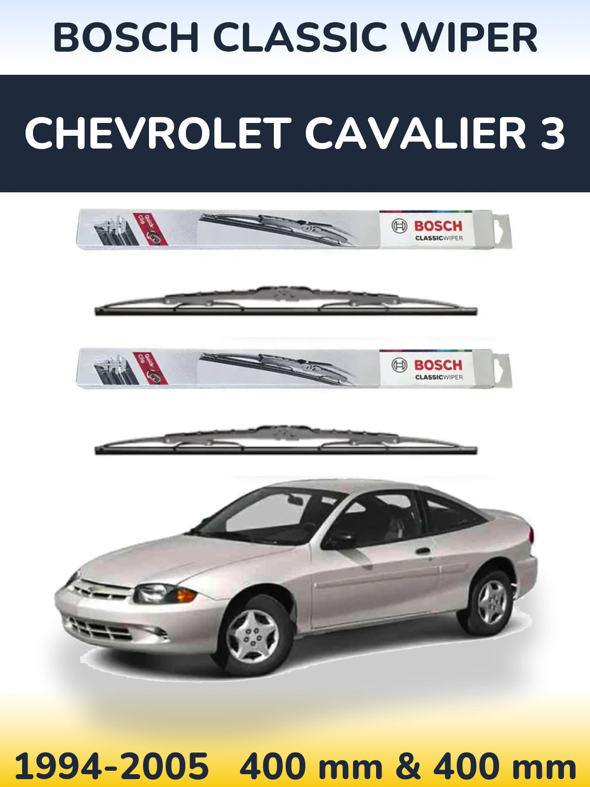 Комплект передніх щіток BOSCH Classic Wiper 400 & 400 мм для Chevrolet Cavalier 3 1994-2005