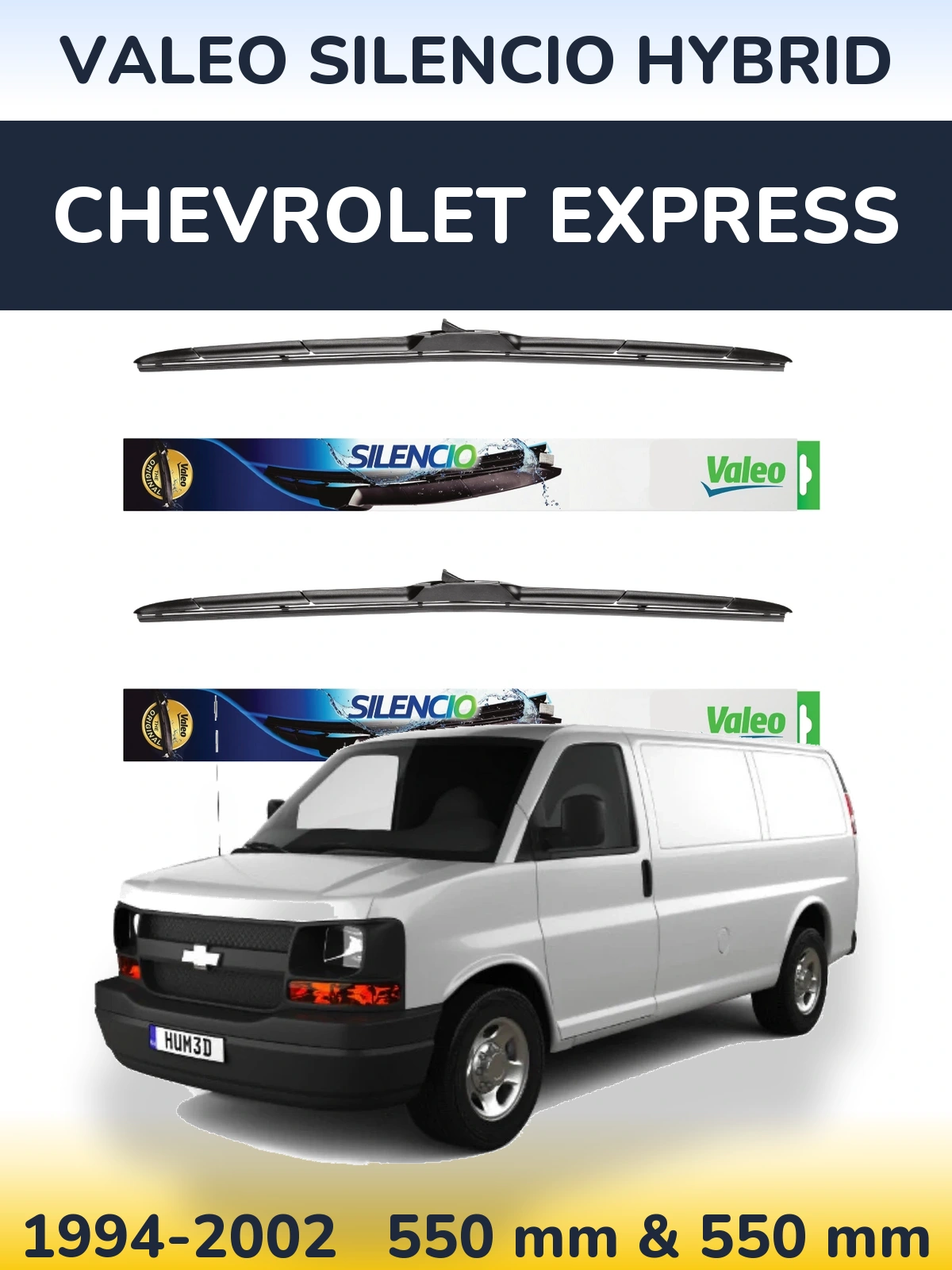 Комплект передніх щіток Valeo Silencio Hybrid 550 & 550 мм для Chevrolet Express 1994-2002