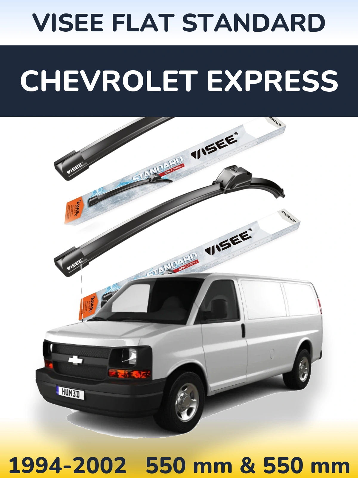 Комплект передніх щіток VISEE FLAT STANDARD 550 & 550 мм для Chevrolet Express 1994-2002