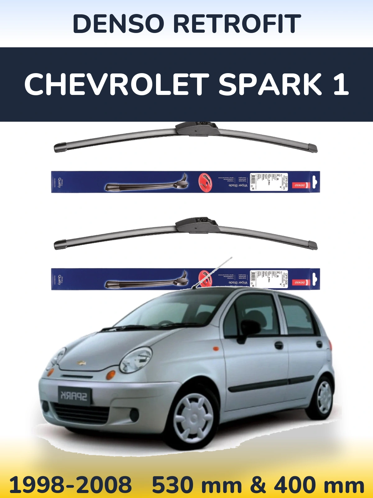 Комплект передніх щіток Denso Retrofit 530 & 400 мм для Chevrolet Spark 1 1998-2008