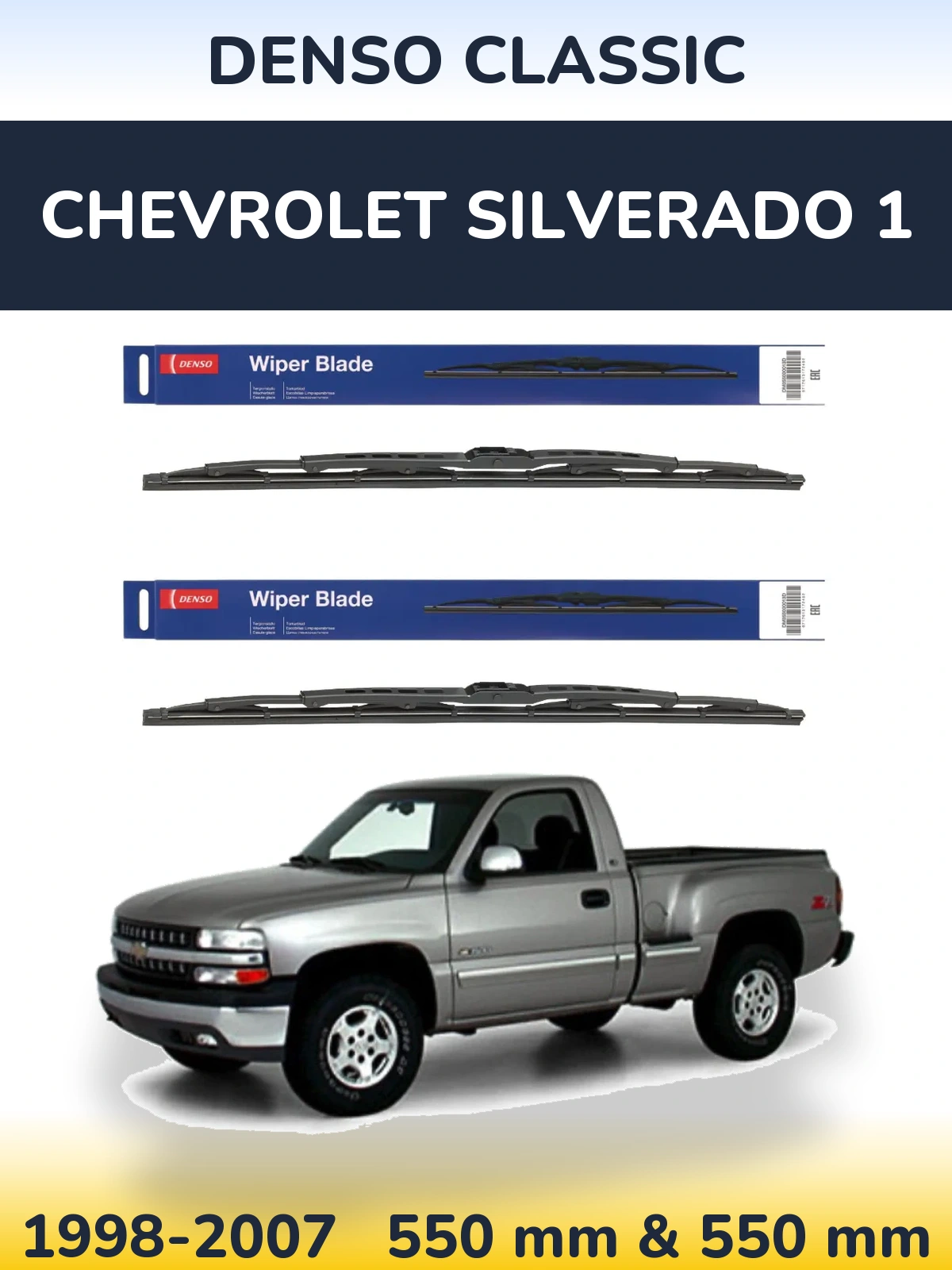 Front wiper blade set Denso Classic 550 & 550 mm for Chevrolet Silverado 1 1998-2007