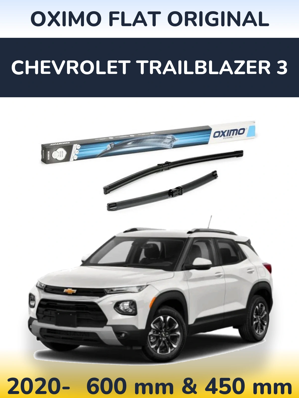Front wiper blade set Oximo Flat Original 600 & 450 mm for Chevrolet TrailBlazer 3 2020-2026
