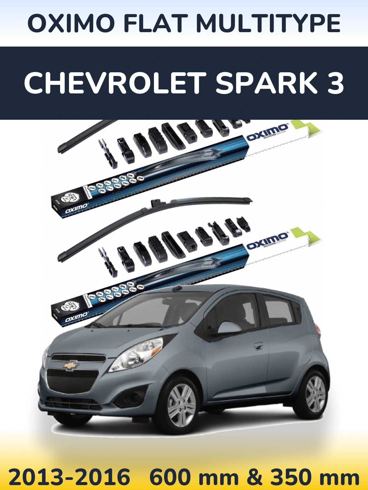 Комплект передних дворников Oximo Flat MultiТипe 600 & 350 мм для Chevrolet Spark 3 2013-2016