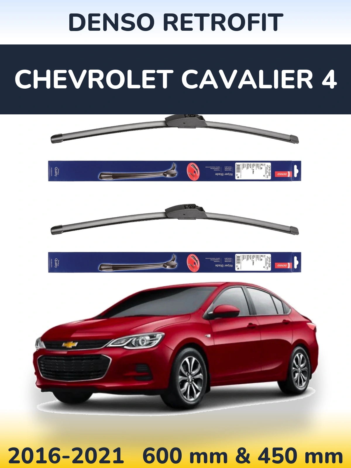 Комплект передних дворников Denso Retrofit 600 & 450 мм для Chevrolet Cavalier 4 2016-2021