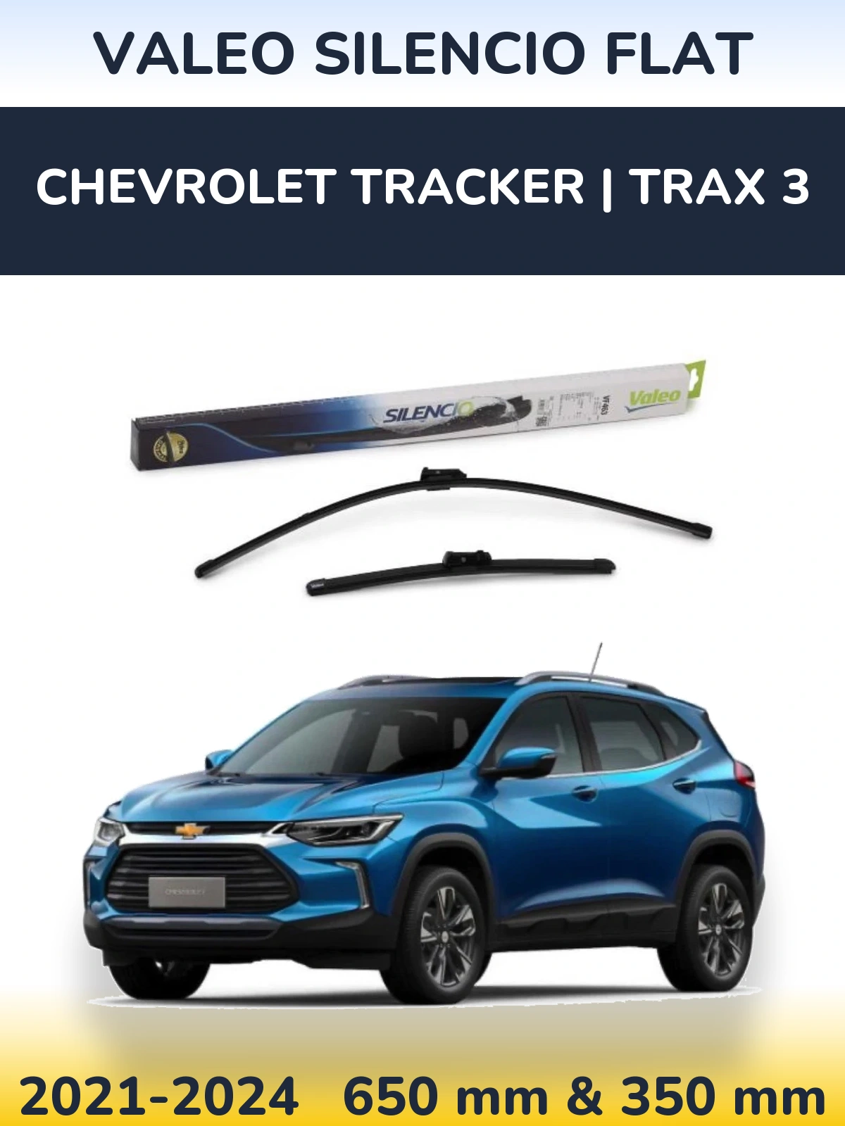 Комплект передніх щіток Valeo Silencio Flat 650 & 350 мм для Chevrolet Tracker | Trax 3 2021-2024