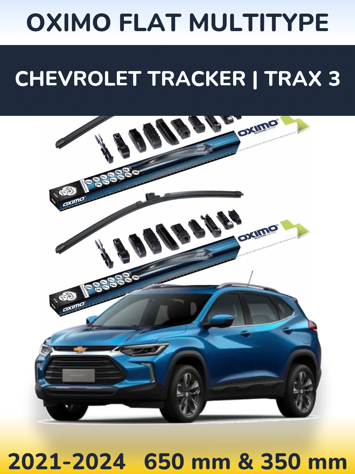 Комплект передних дворников Oximo Flat MultiТипe 650 & 350 мм для Chevrolet Tracker | Trax 3 2021-2024