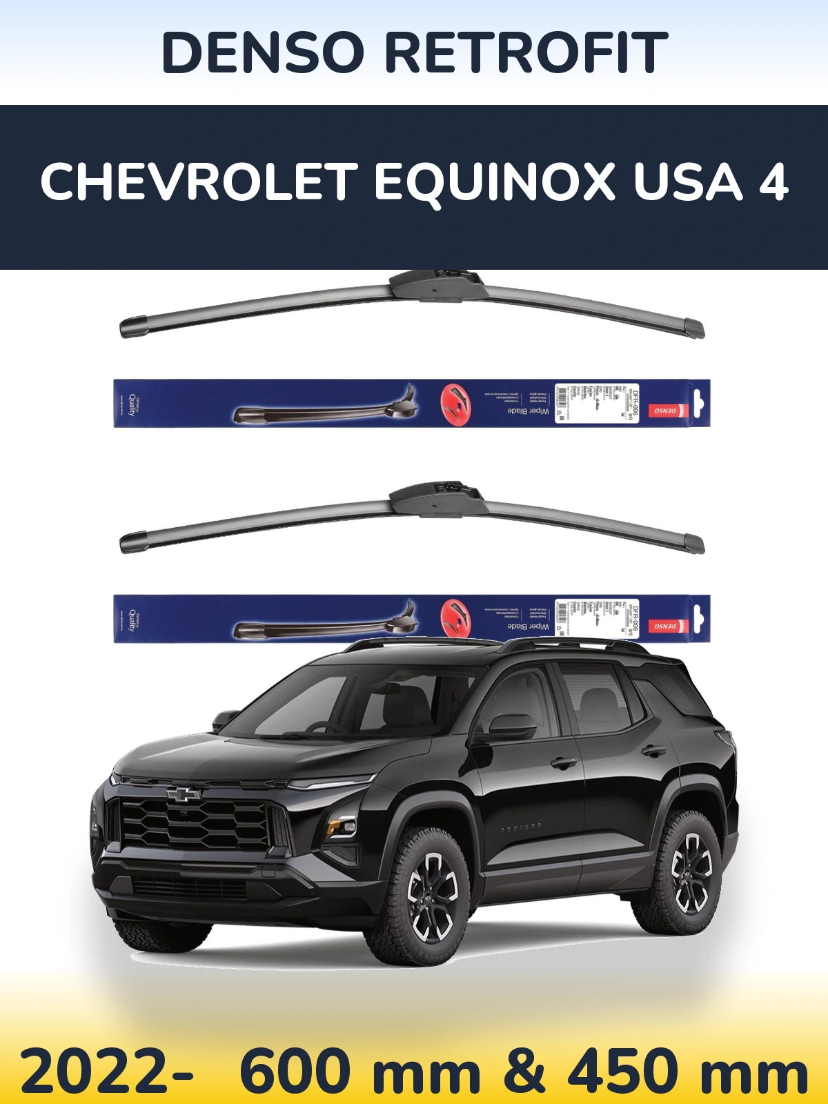 Комплект передних дворников Denso Retrofit 600 & 450 мм для Chevrolet Equinox USA 4 2022-2026