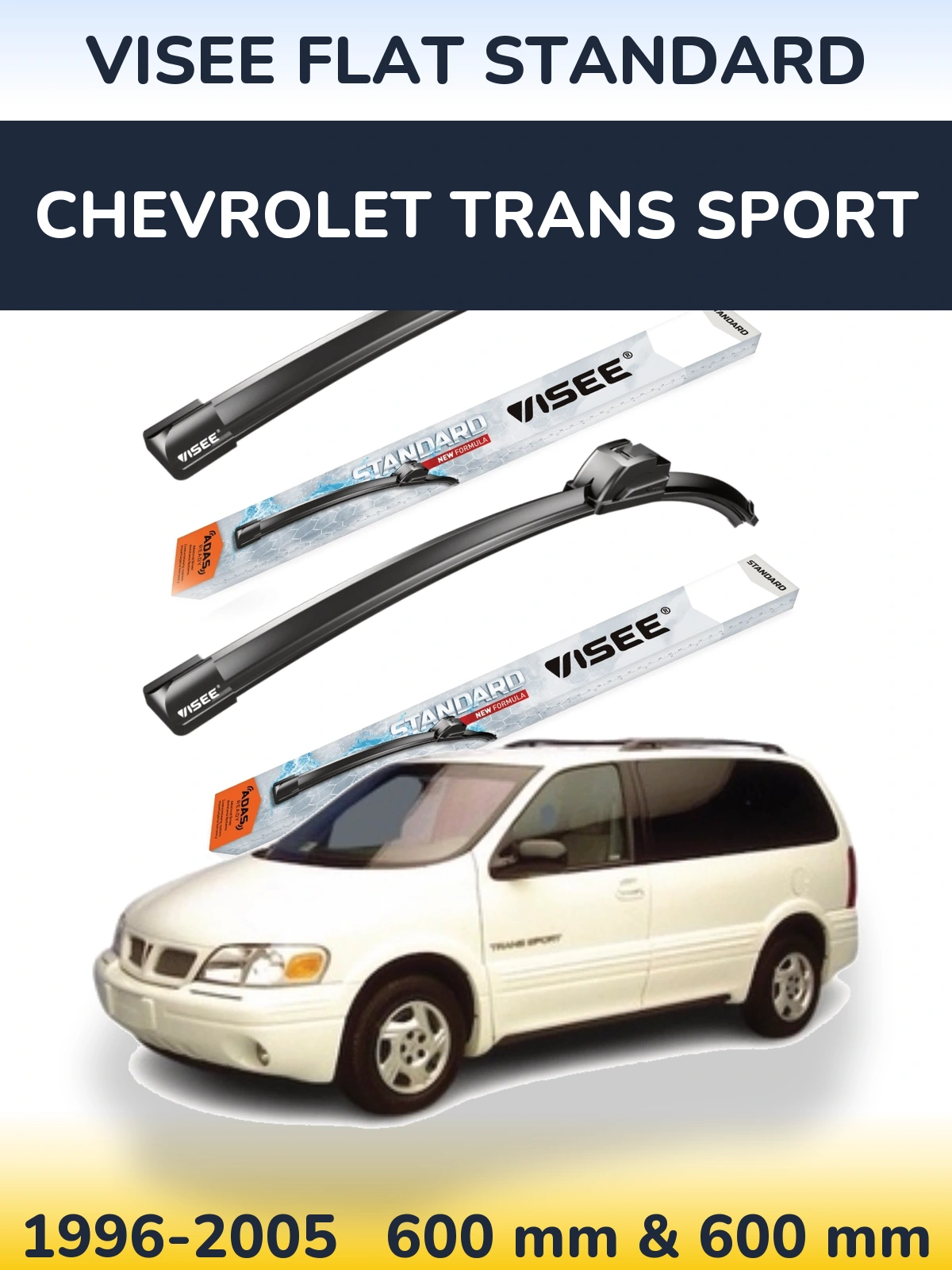 Комплект передних дворников VISEE FLAT STANDARD 600 & 600 мм для Chevrolet Trans Sport 1996-2005