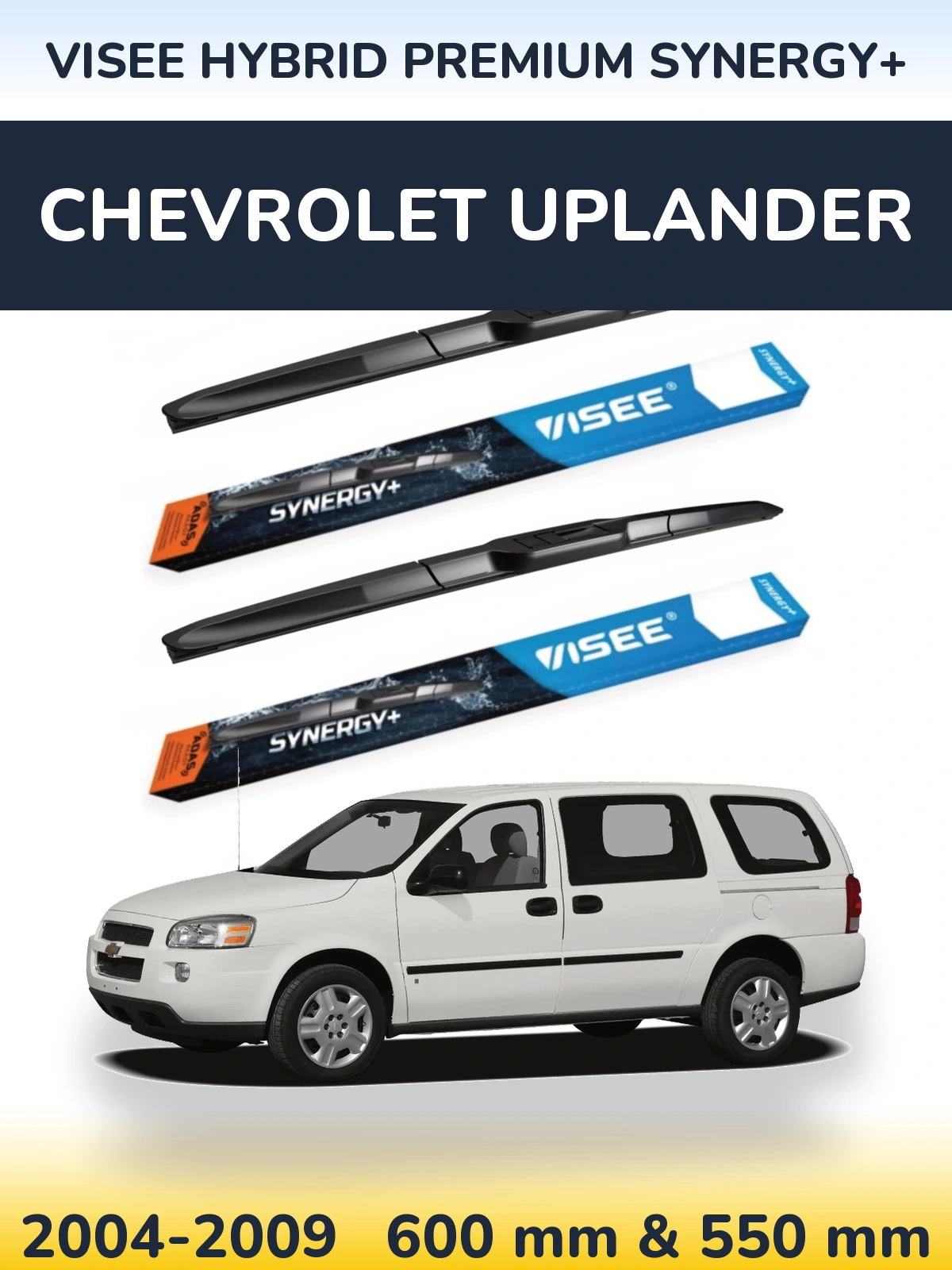 Комплект передних дворников VISEE HYBRID PREMIUM SYNERGY+ 600 & 550 мм для Chevrolet Uplander 2004-2009