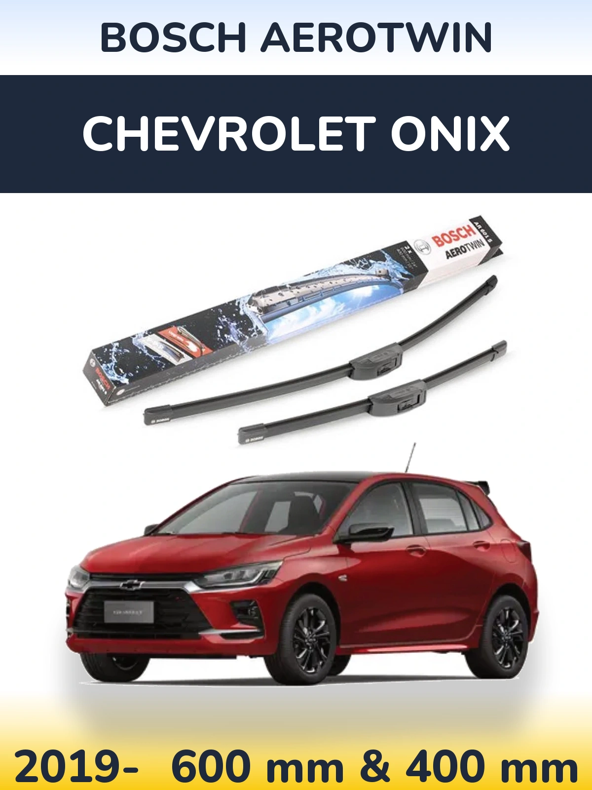 Комплект передних дворников BOSCH AeroTwin 600 & 400 мм для Chevrolet Onix 2019-2026