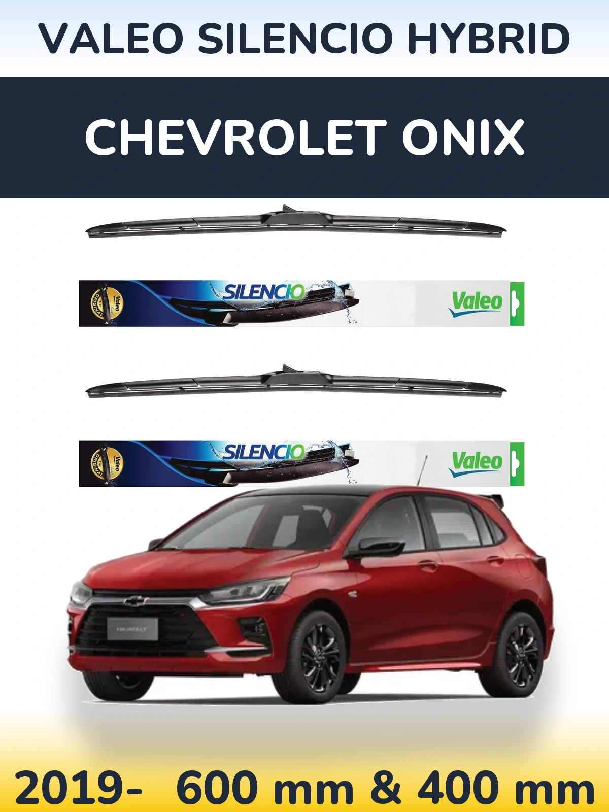 Комплект передних дворников Valeo Silencio Hybrid 600 & 400 мм для Chevrolet Onix 2019-2026