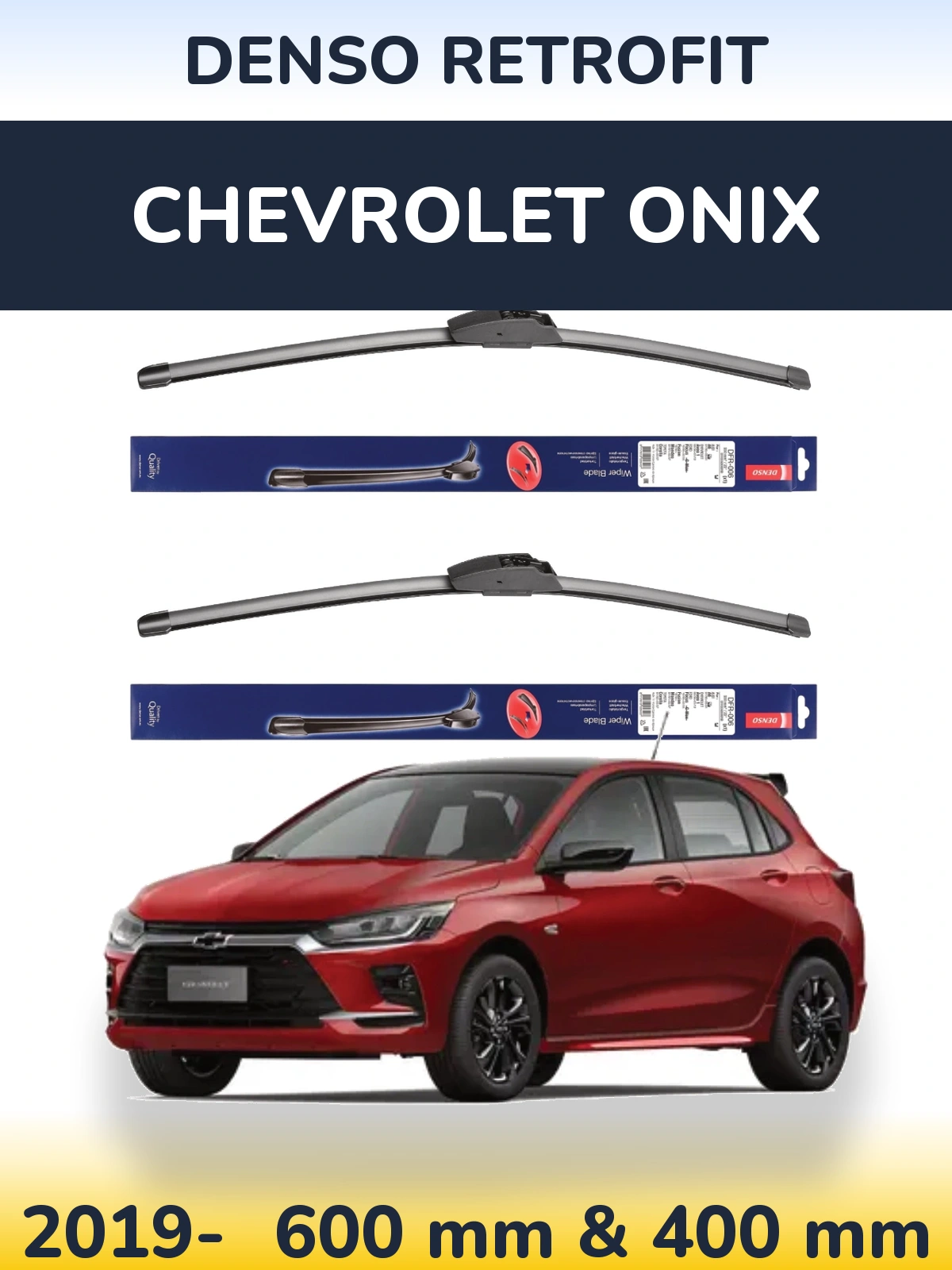 Комплект передних дворников Denso Retrofit 600 & 400 мм для Chevrolet Onix 2019-2026