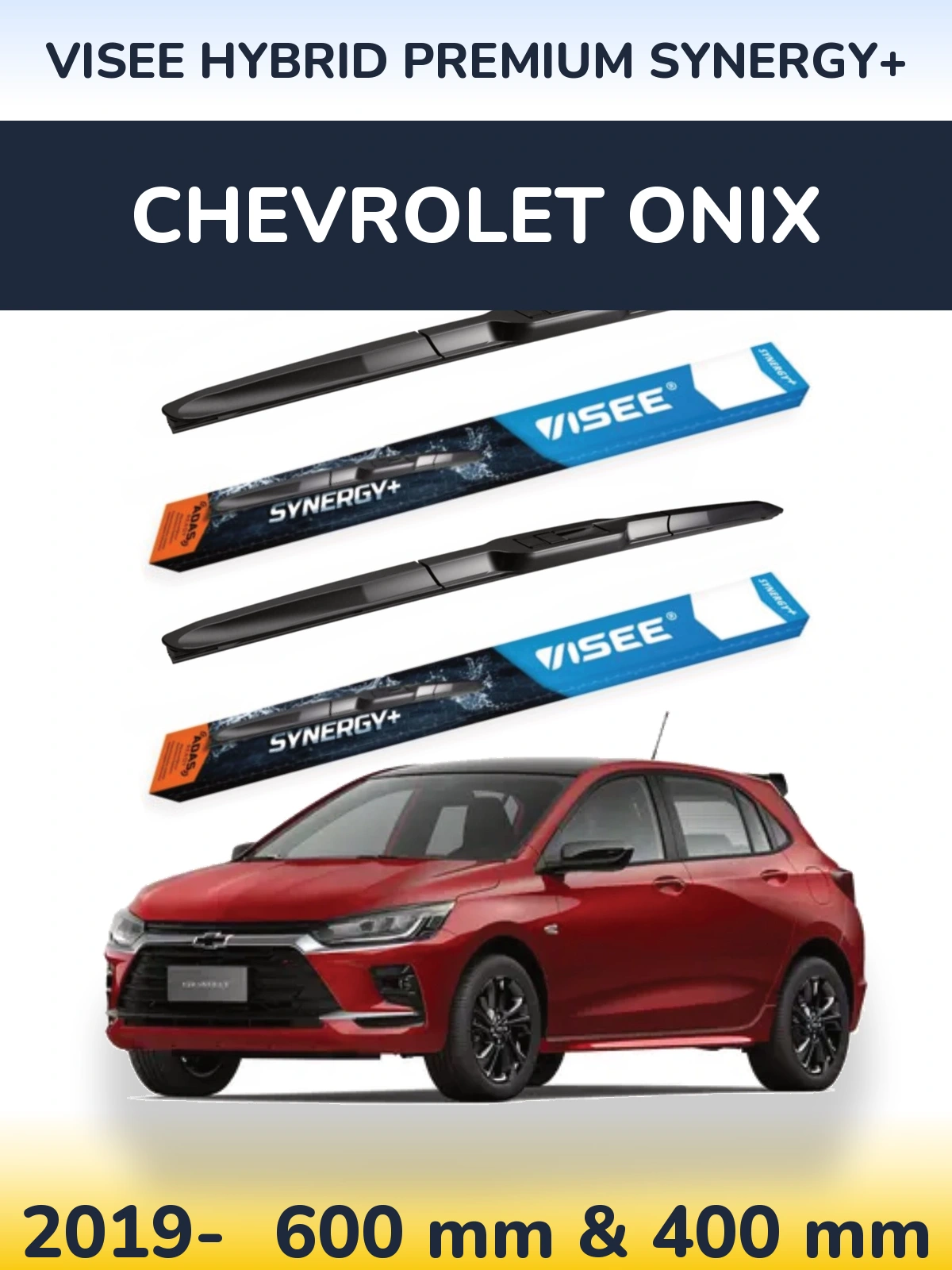 Комплект передних дворников VISEE HYBRID PREMIUM SYNERGY+ 600 & 400 мм для Chevrolet Onix 2019-2026