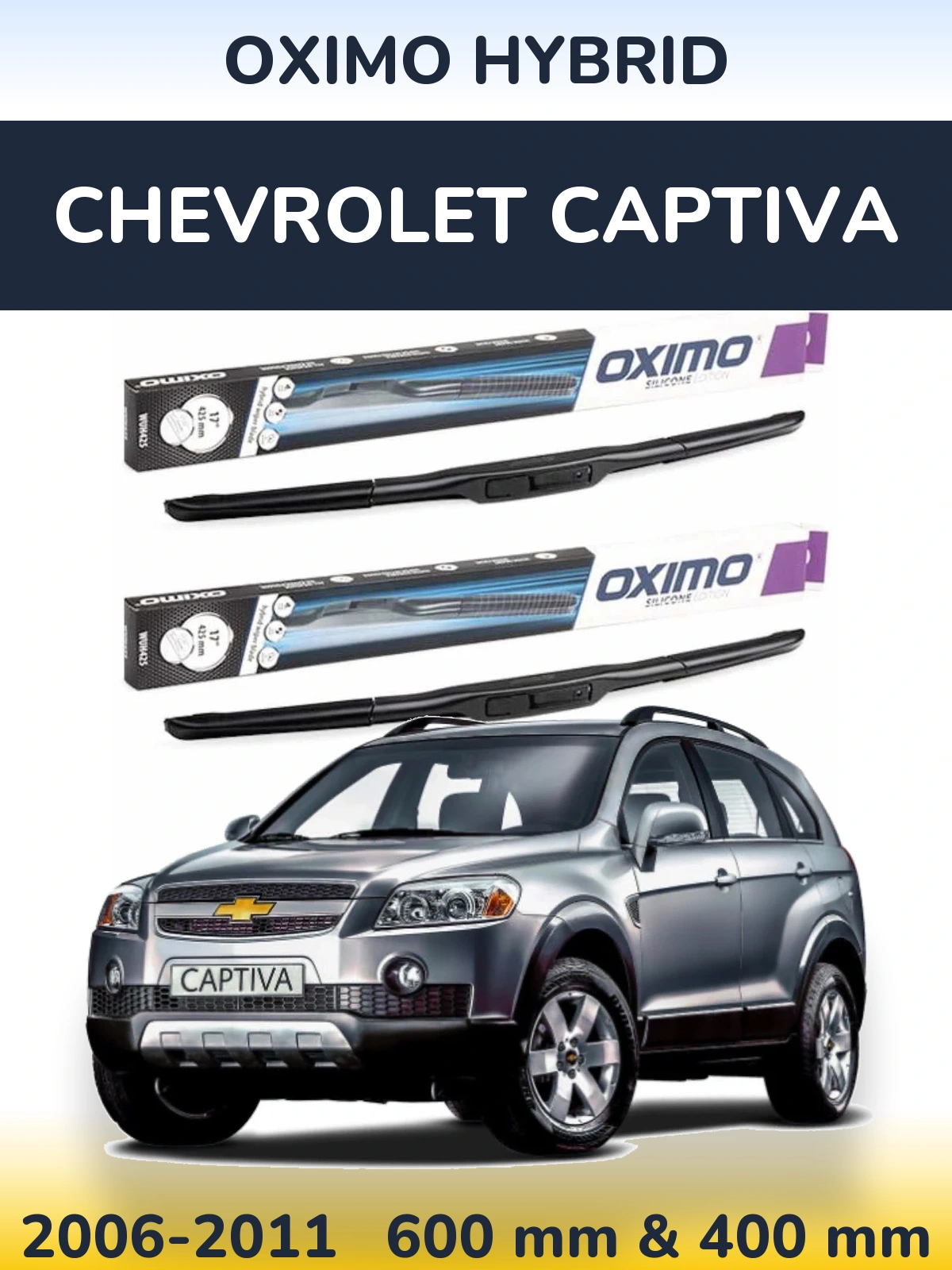 Комплект передних дворников Oximo Hybrid 600 & 400 мм для Chevrolet Captiva 2006-2011