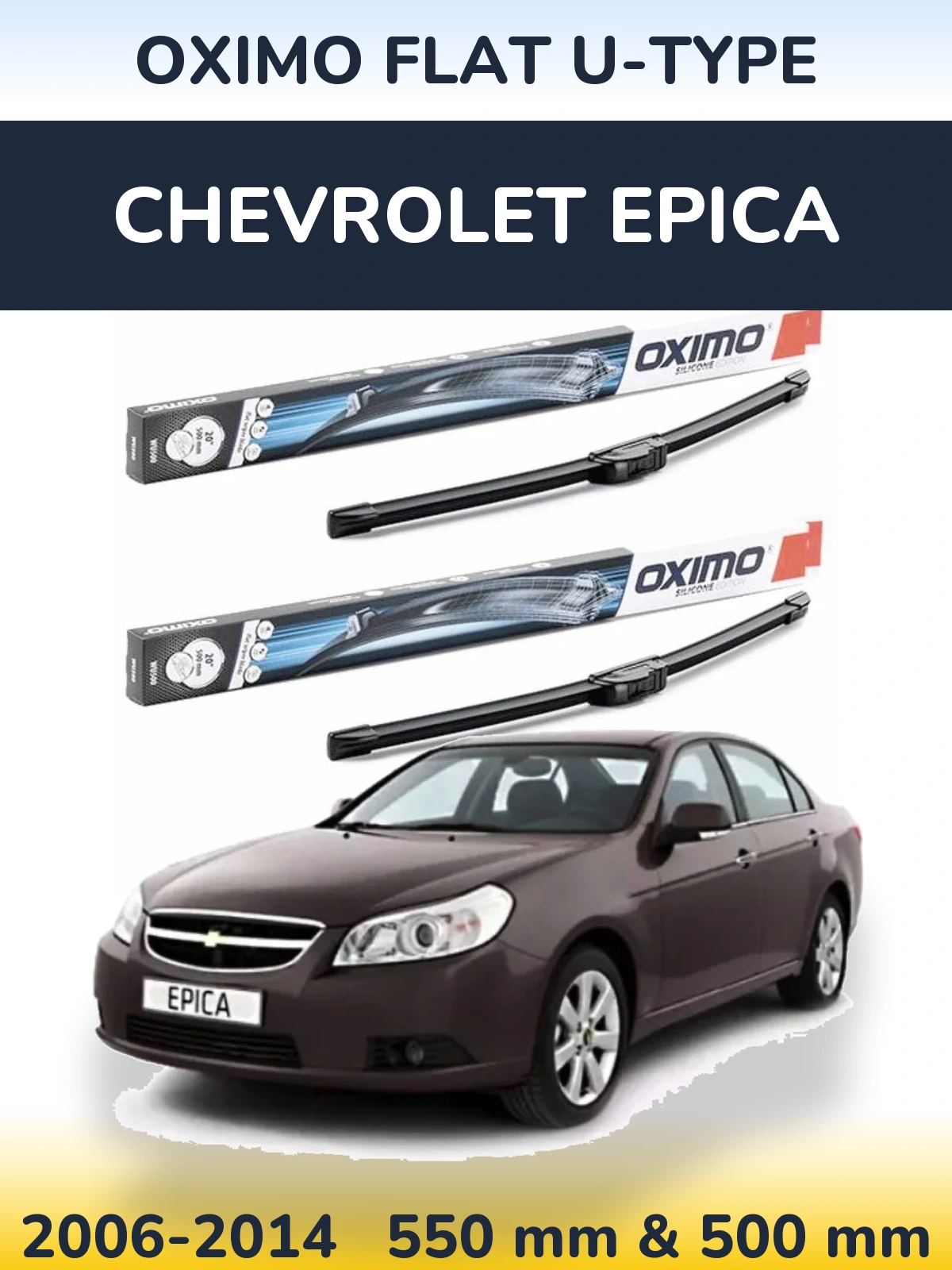 Front wiper blade set Oximo Flat U-type 550 & 500 mm for Chevrolet Epica 2006-2014