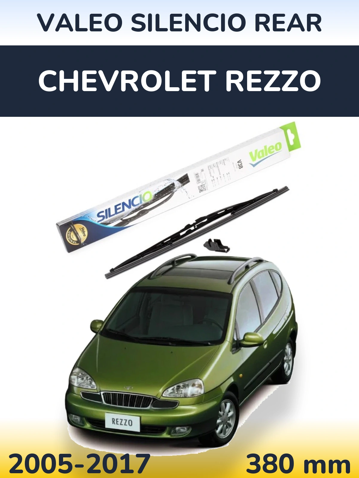 Rear wiper blade Valeo Silencio Rear 380 mm for Chevrolet Rezzo 2005-2017