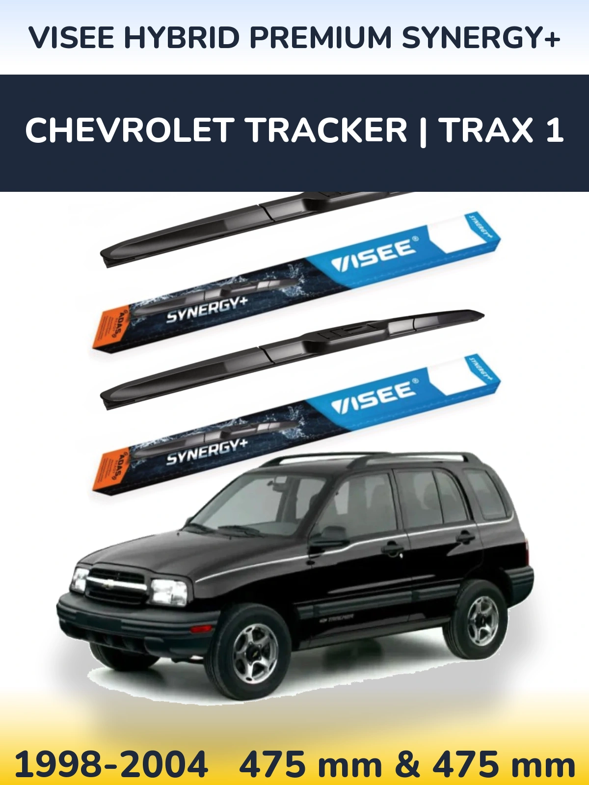 Комплект передніх щіток VISEE HYBRID PREMIUM SYNERGY+ 475 & 475 мм для Chevrolet Tracker | Trax 1 1998-2004