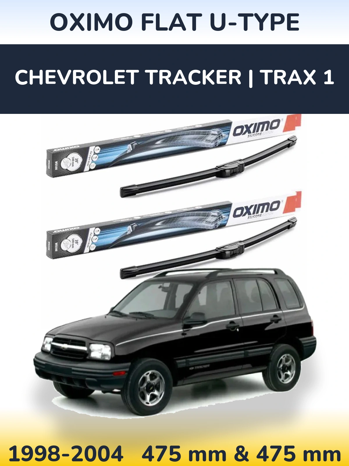 Комплект передних дворников Oximo Flat U-type 475 & 475 мм для Chevrolet Tracker | Trax 1 1998-2004