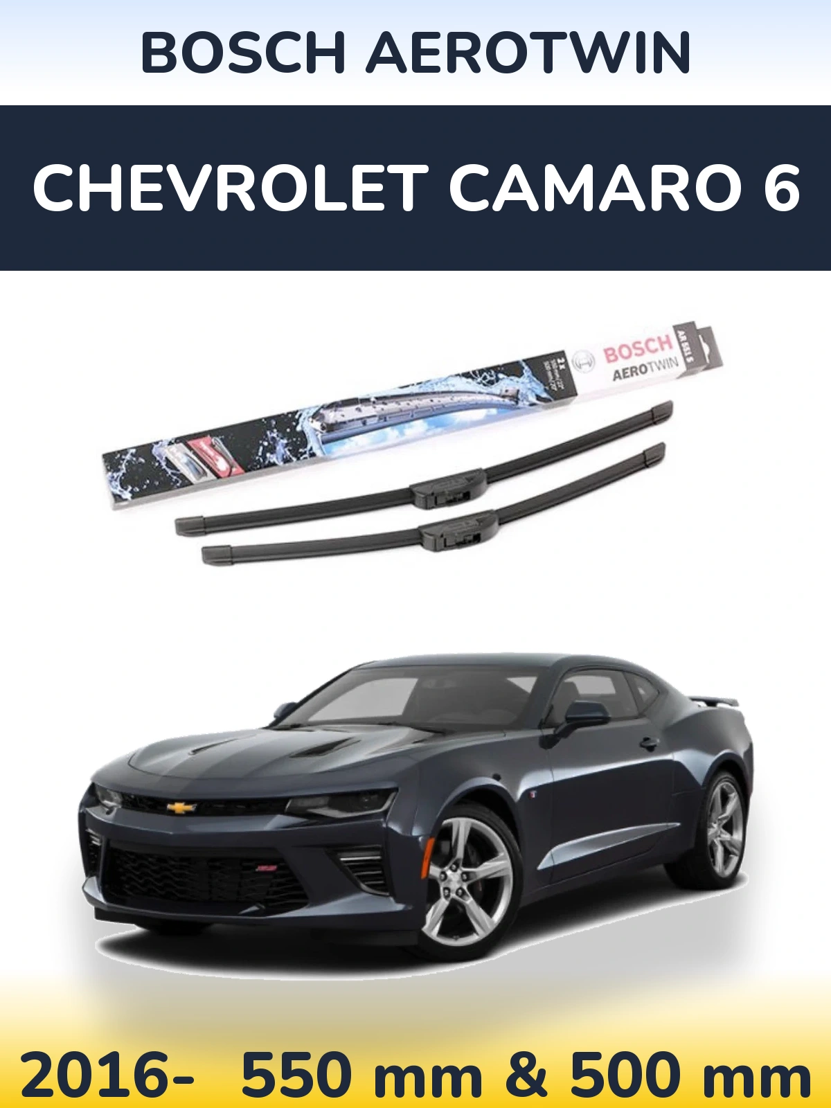 Front wiper blade set BOSCH AeroTwin 550 & 500 mm for Chevrolet Camaro 6 2016-2026
