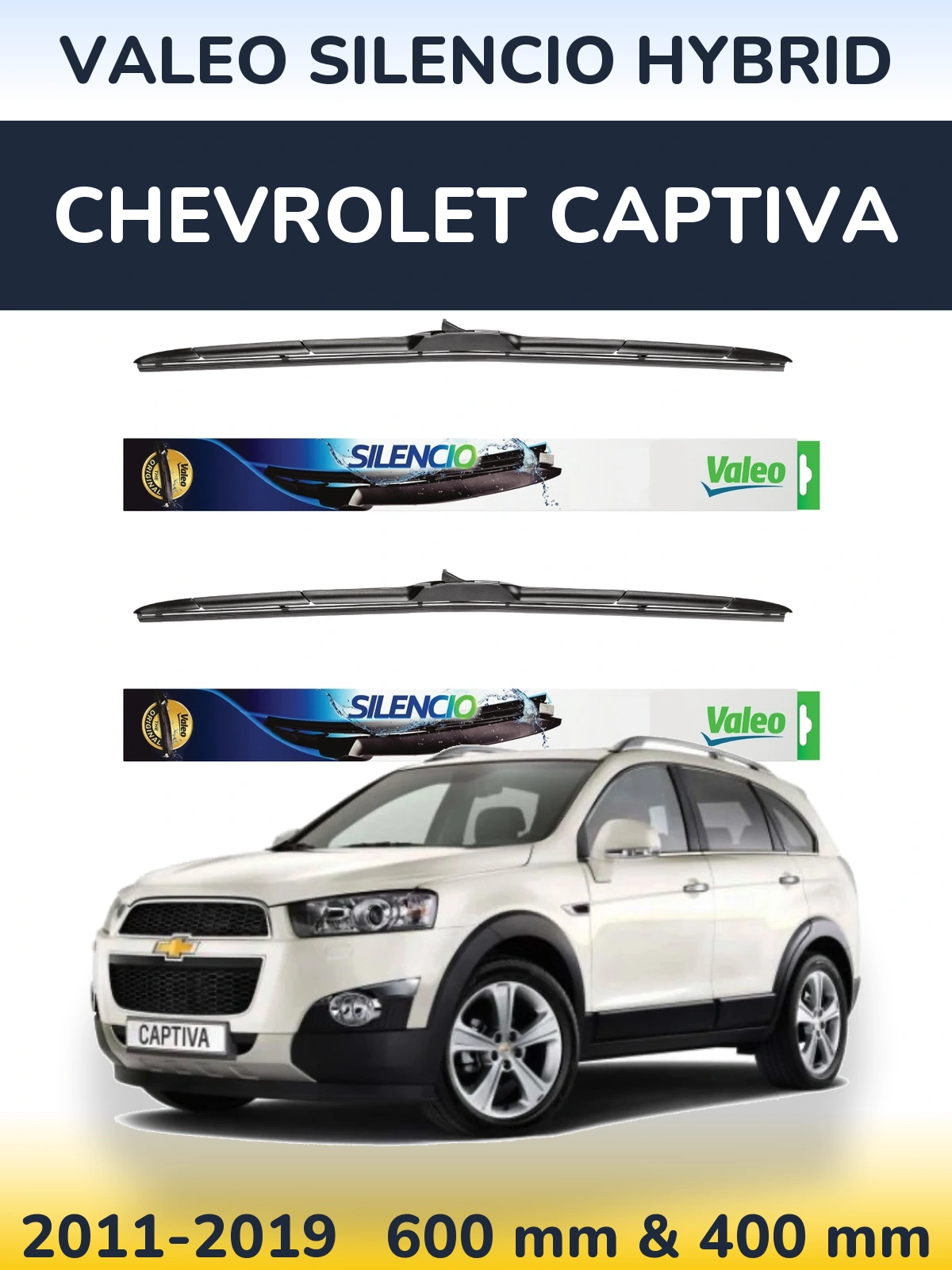 Комплект передних дворников Valeo Silencio Hybrid 600 & 400 мм для Chevrolet Captiva 2011-2019