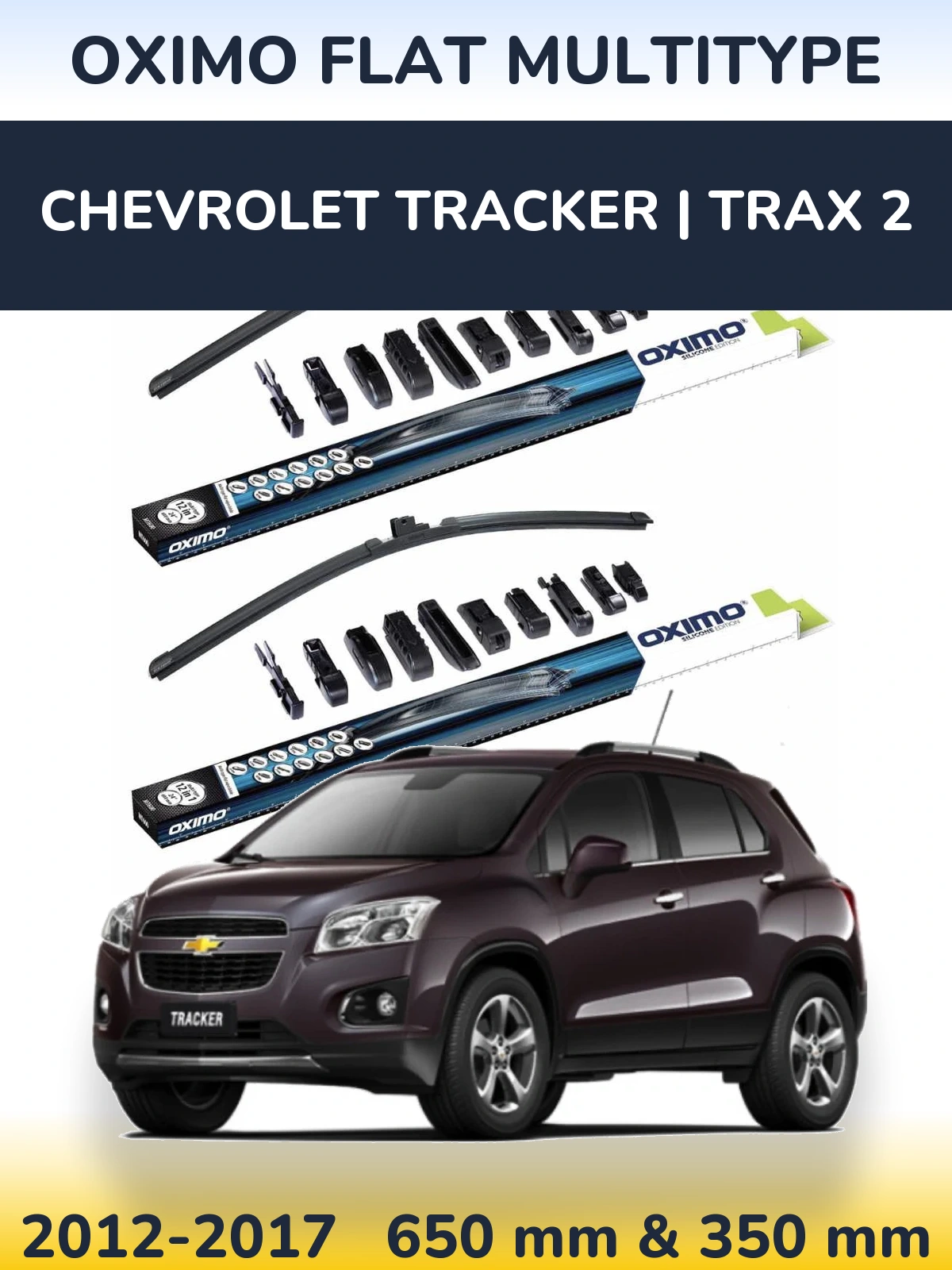 Front wiper blade set Oximo Flat MultiTipse 650 & 350 mm for Chevrolet Tracker | Trax 2 2012-2017