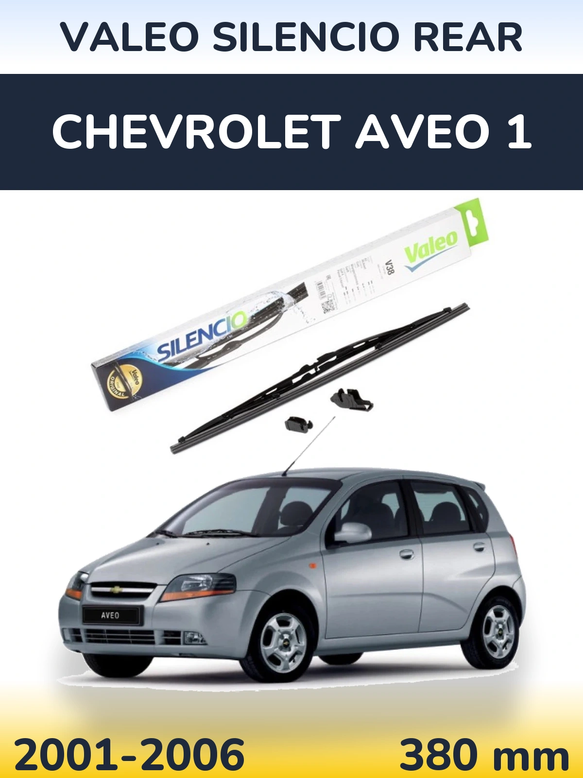 Rear wiper blade Valeo Silencio Rear 380 mm for Chevrolet Aveo 1 2001-2006