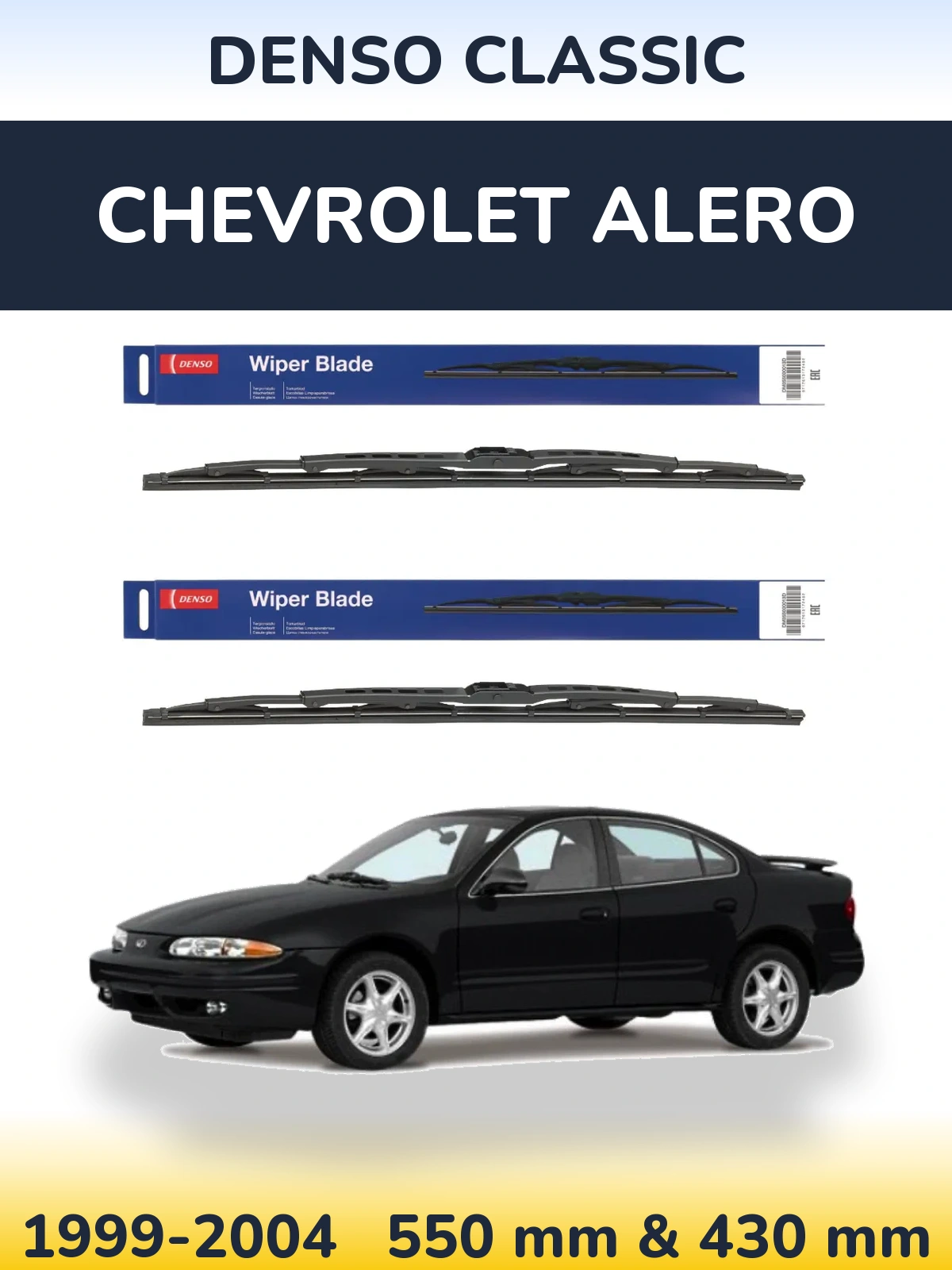 Front wiper blade set Denso Classic 550 & 430 mm for Chevrolet Alero 1999-2004