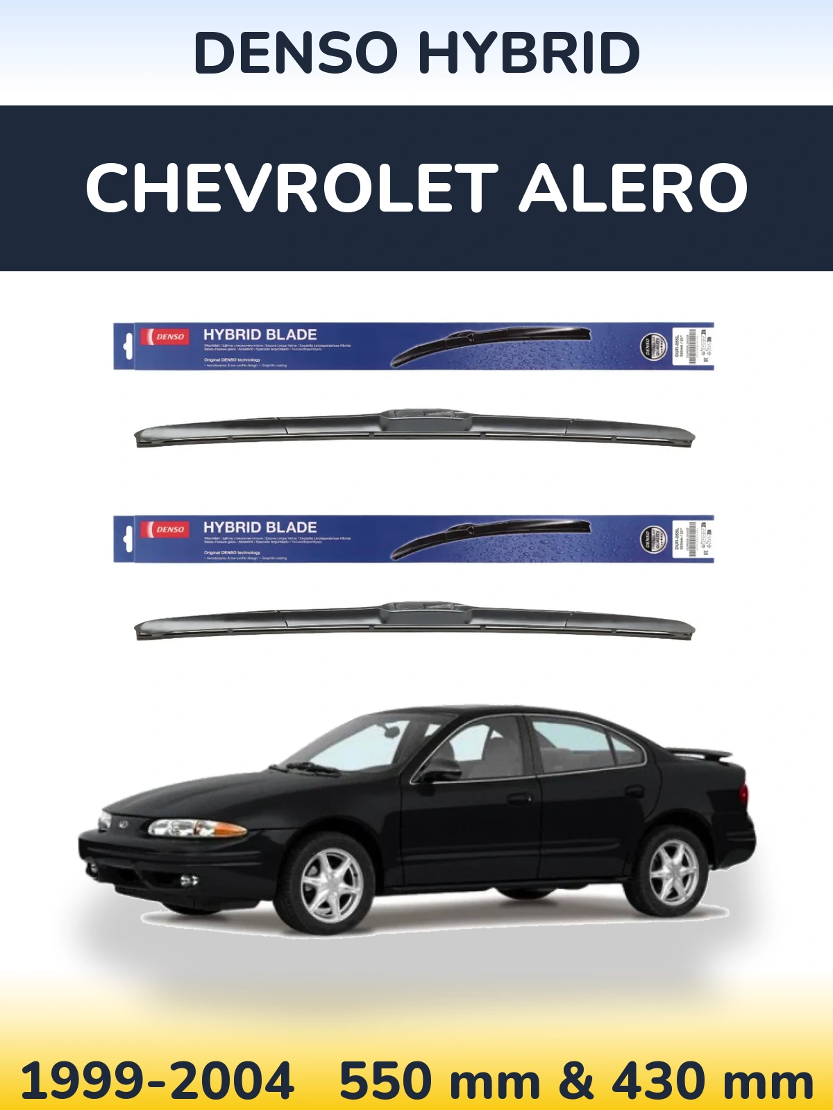 Front wiper blade set Denso Hybrid 550 & 430 mm for Chevrolet Alero 1999-2004