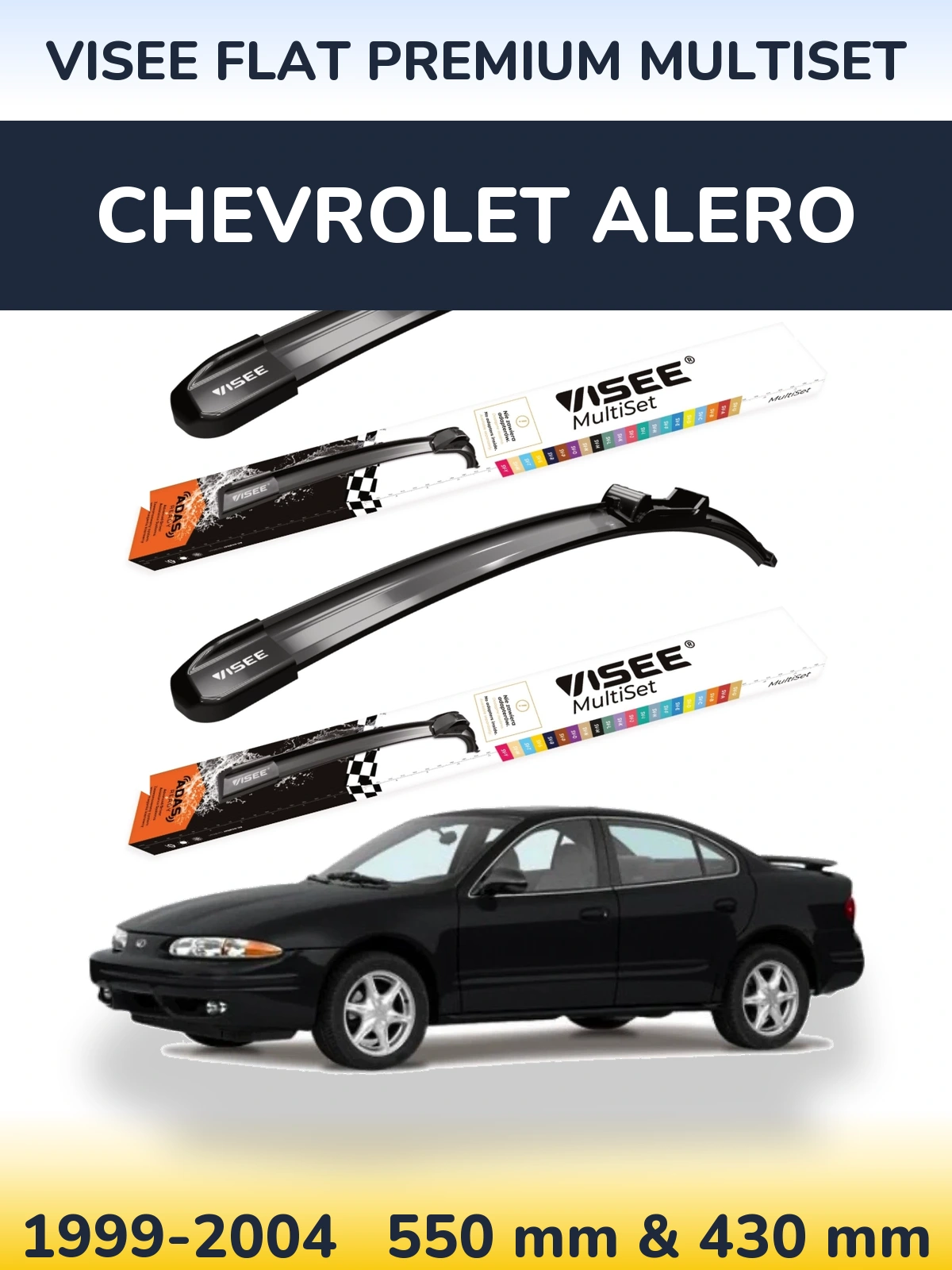 Комплект передних дворников VISEE FLAT PREMIUM MultiSet 550 & 430 мм для Chevrolet Alero 1999-2004