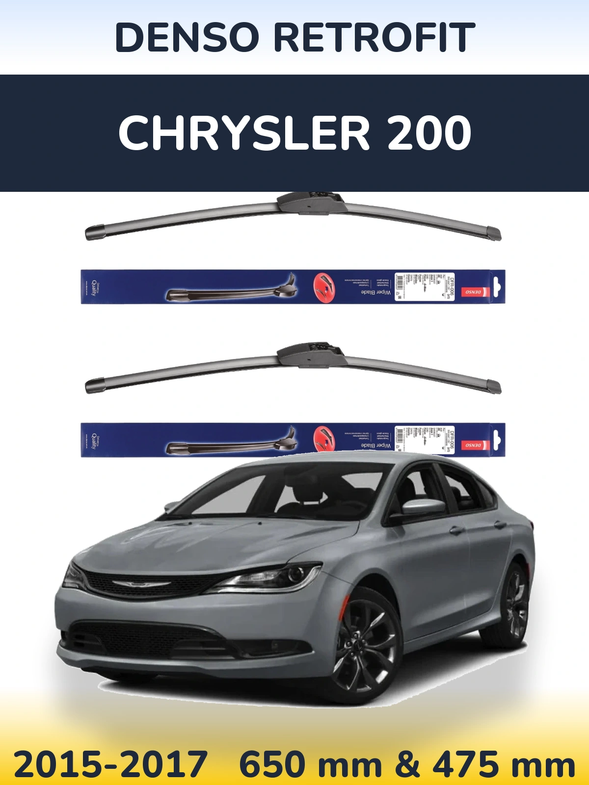 Комплект передніх щіток Denso Retrofit 650 & 475 мм для Chrysler 200 2015-2017
