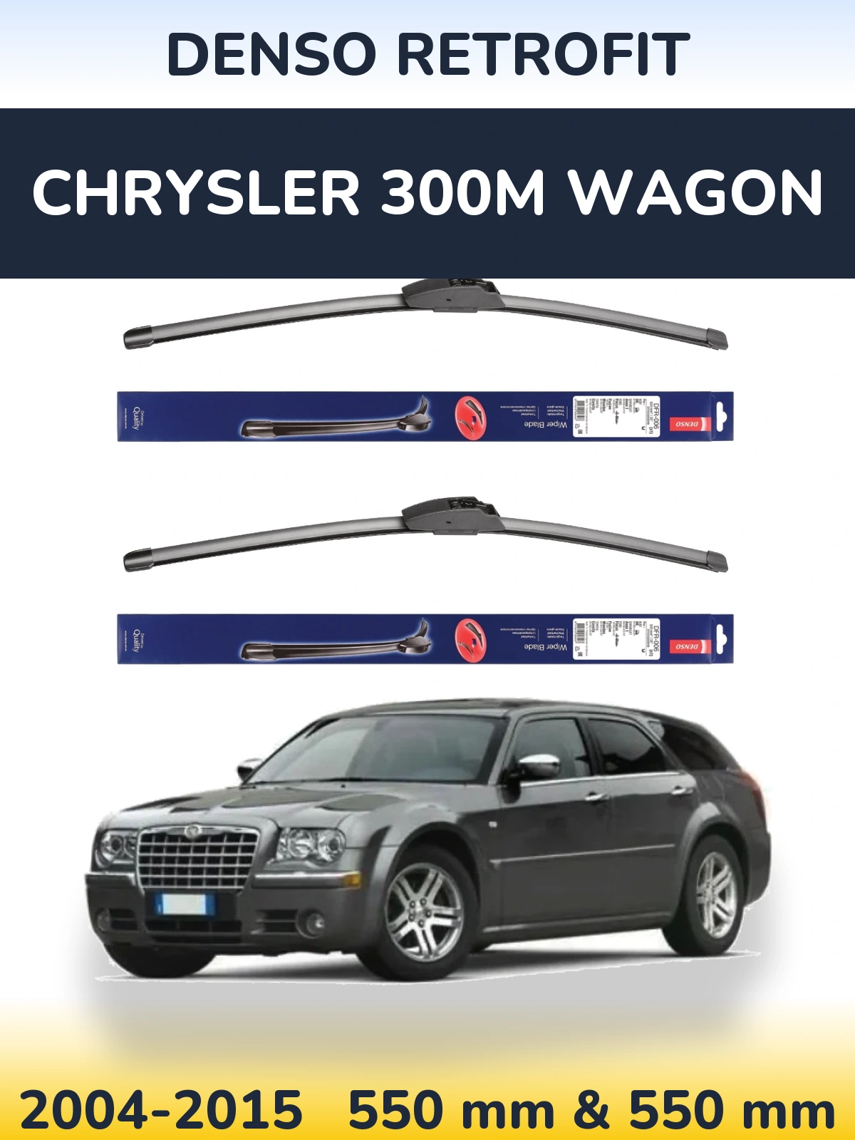 Front wiper blade set Denso Retrofit 550 & 550 mm for Chrysler 300M Wagon 2004-2015