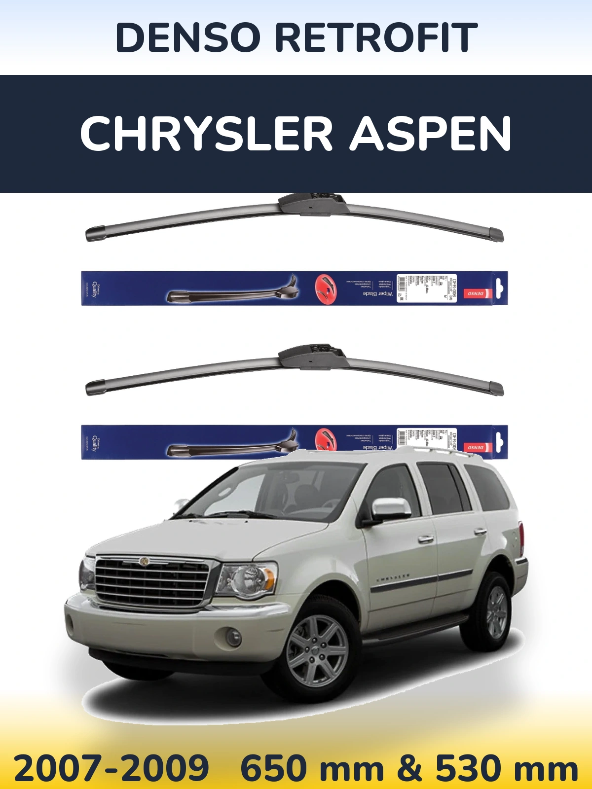 Комплект передних дворников Denso Retrofit 650 & 530 мм для Chrysler Aspen 2007-2009