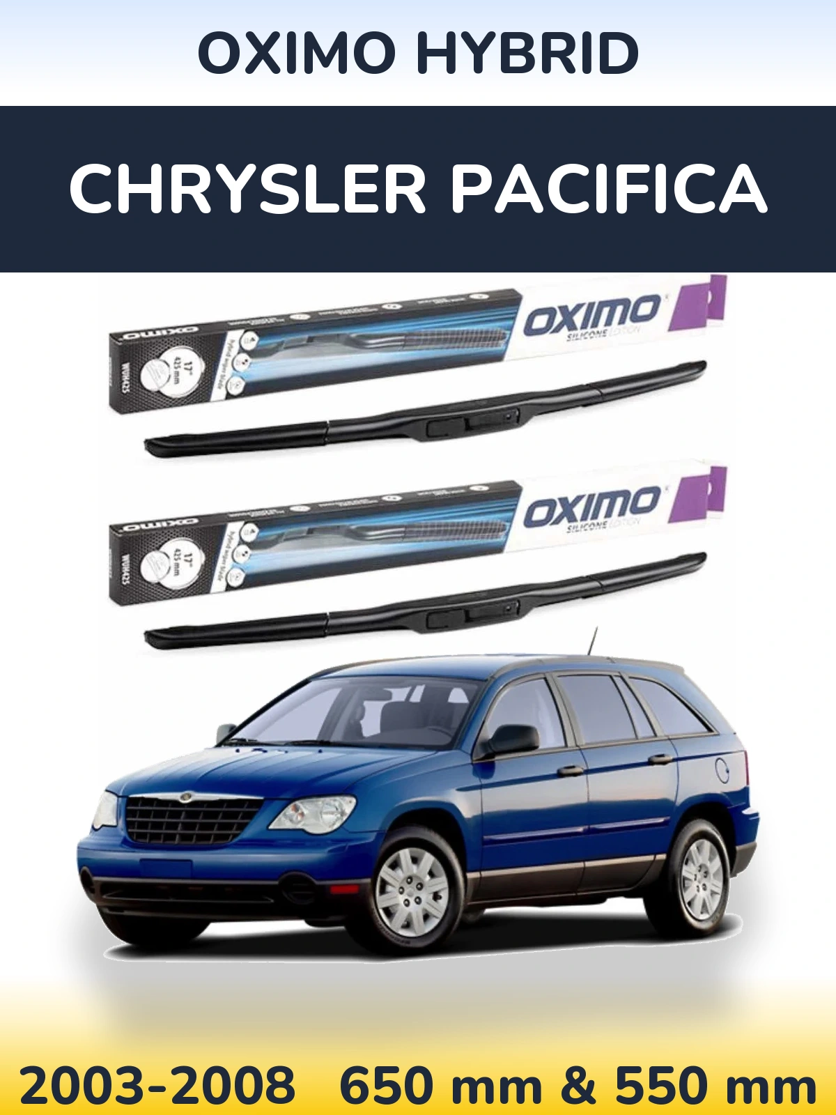 Комплект передних дворников Oximo Hybrid 650 & 550 мм для Chrysler Pacifica 2003-2008