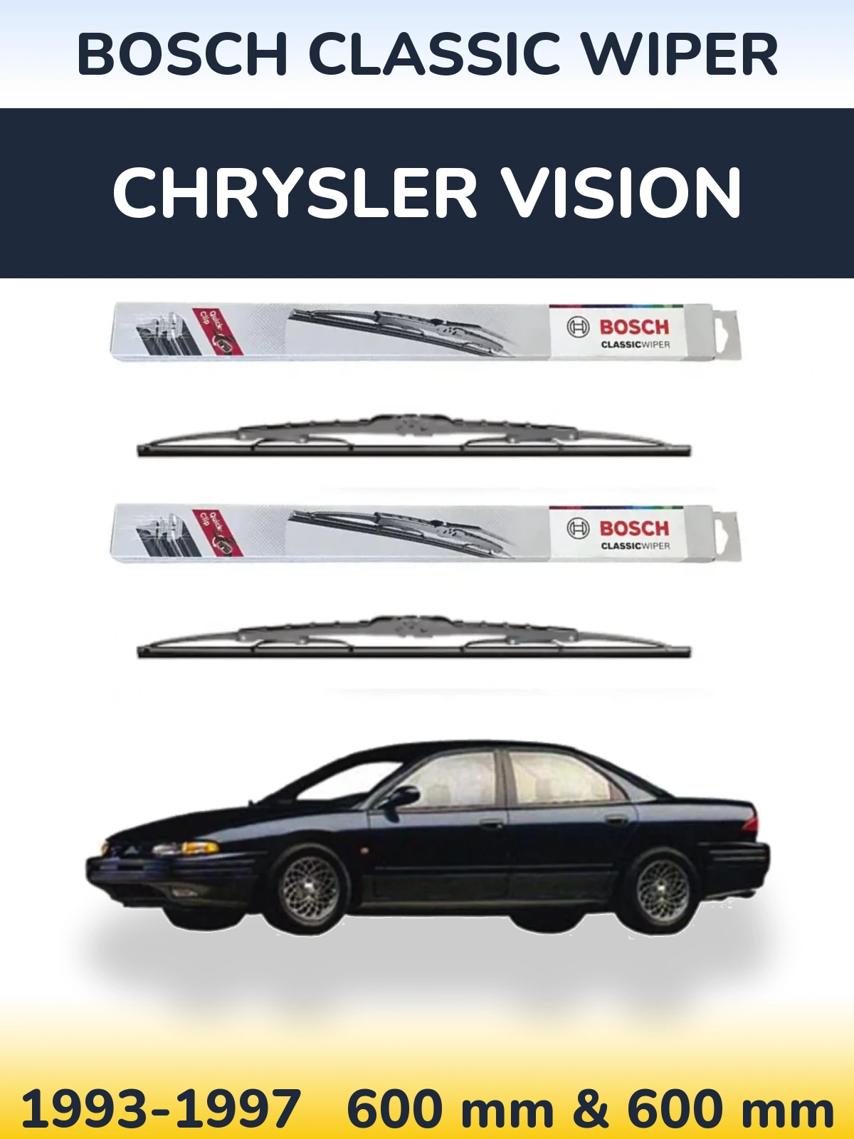 Комплект передних дворников BOSCH Classic Wiper 600 & 600 мм для Chrysler Vision 1993-1997