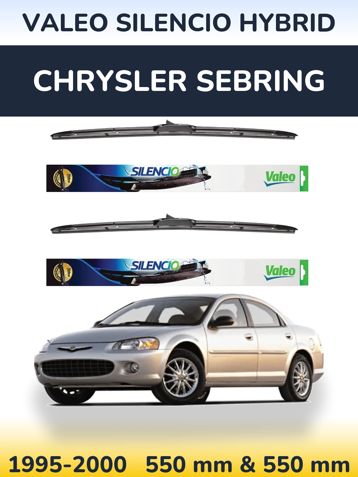 Комплект передніх щіток Valeo Silencio Hybrid 550 & 550 мм для Chrysler Sebring 1995-2000