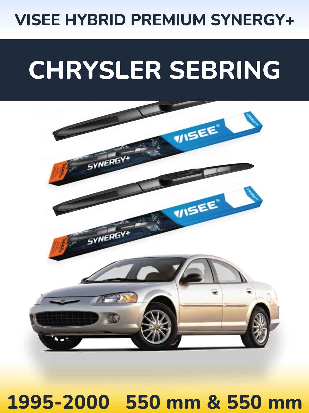 Front wiper blade set VISEE HYBRID PREMIUM SYNERGY+ 550 & 550 mm for Chrysler Sebring 1995-2000