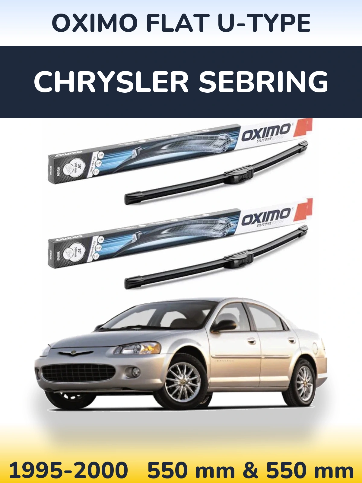 Комплект передних дворников Oximo Flat U-type 550 & 550 мм для Chrysler Sebring 1995-2000