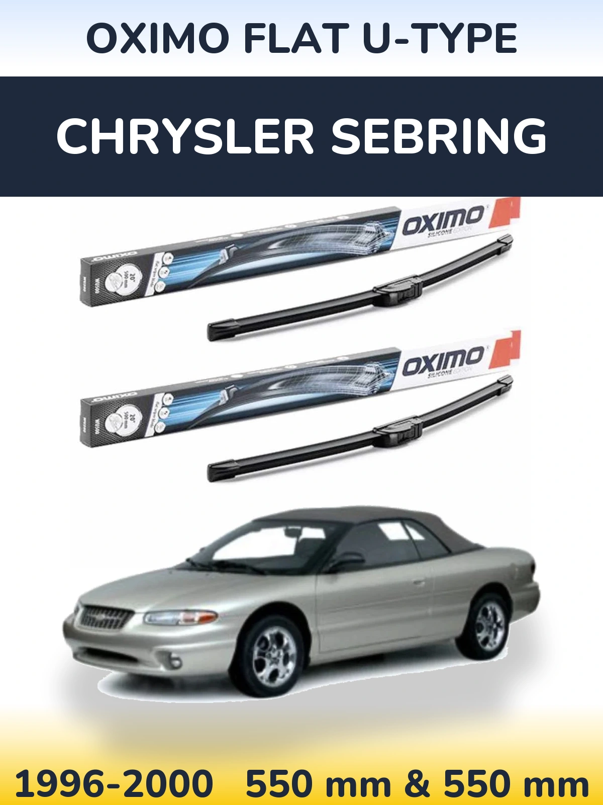 Комплект передніх щіток Oximo Flat U-type 550 & 550 мм для Chrysler Sebring 1996-2000