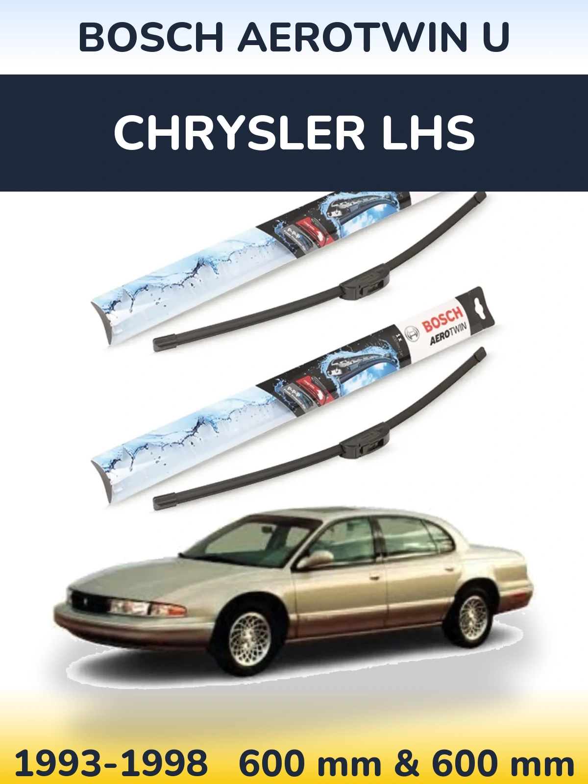 Комплект передніх щіток BOSCH AeroTwin U 600 & 600 мм для Chrysler LHS 1993-1998