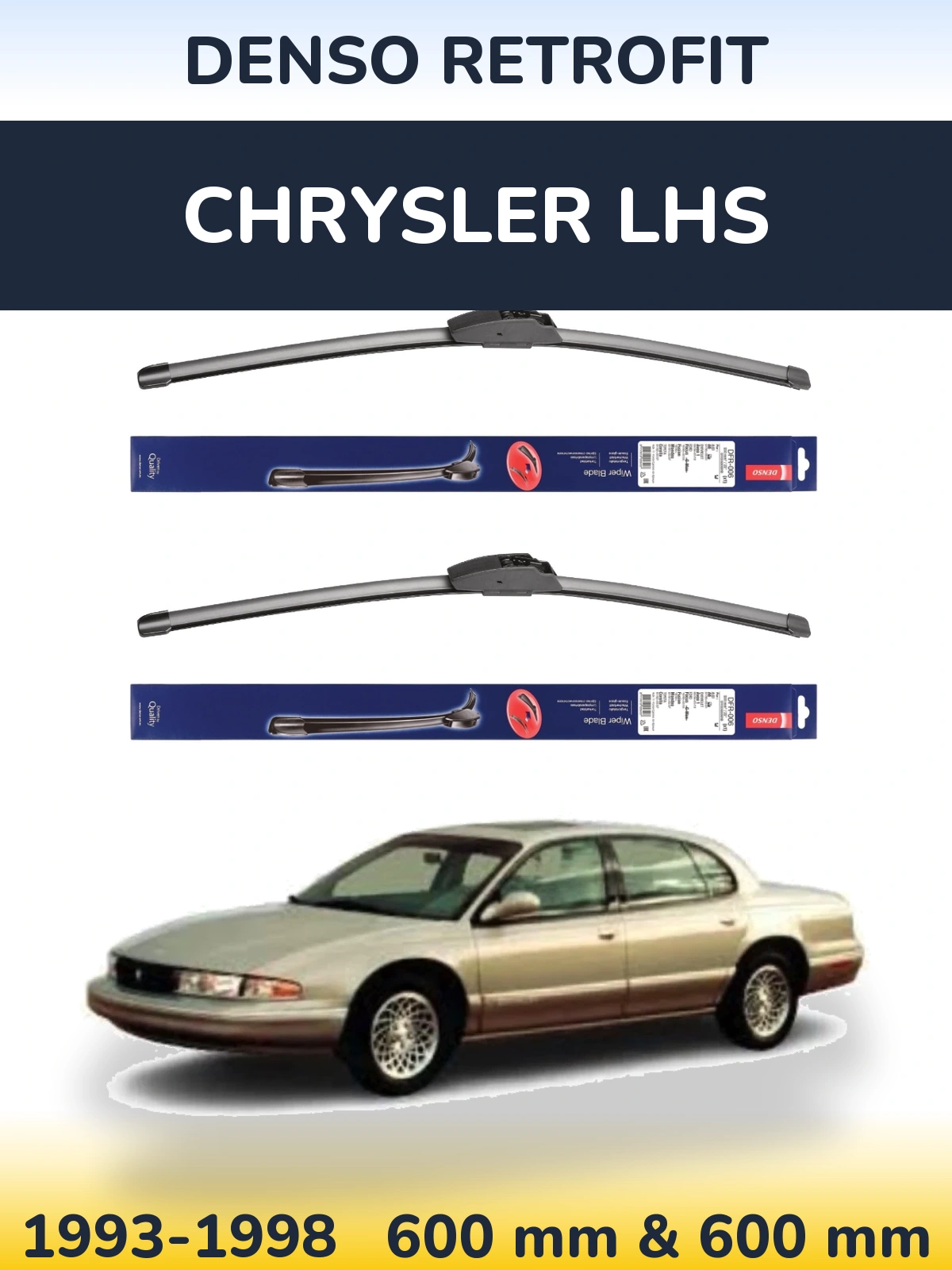 Комплект передніх щіток Denso Retrofit 600 & 600 мм для Chrysler LHS 1993-1998