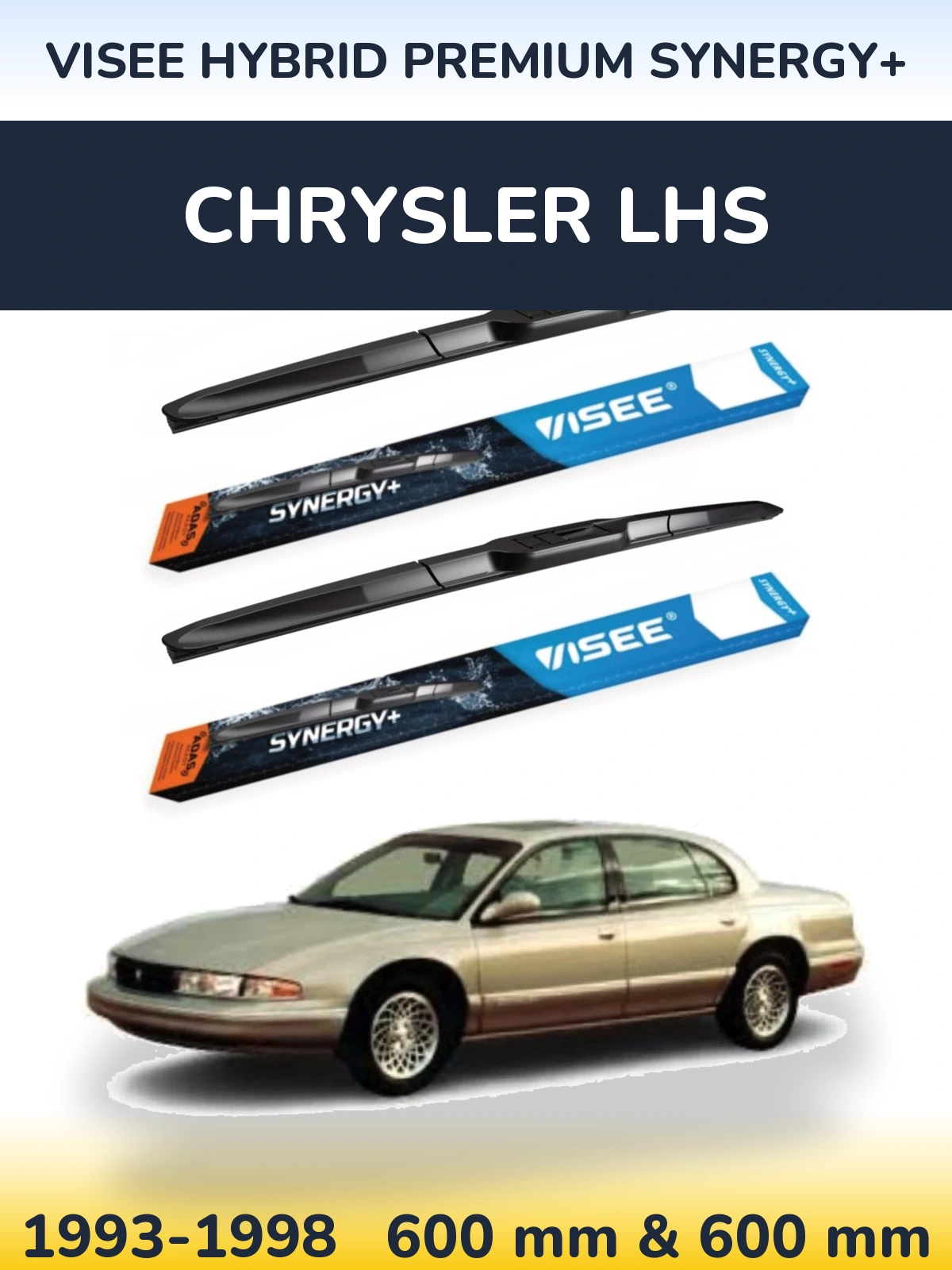 Комплект передніх щіток VISEE HYBRID PREMIUM SYNERGY+ 600 & 600 мм для Chrysler LHS 1993-1998