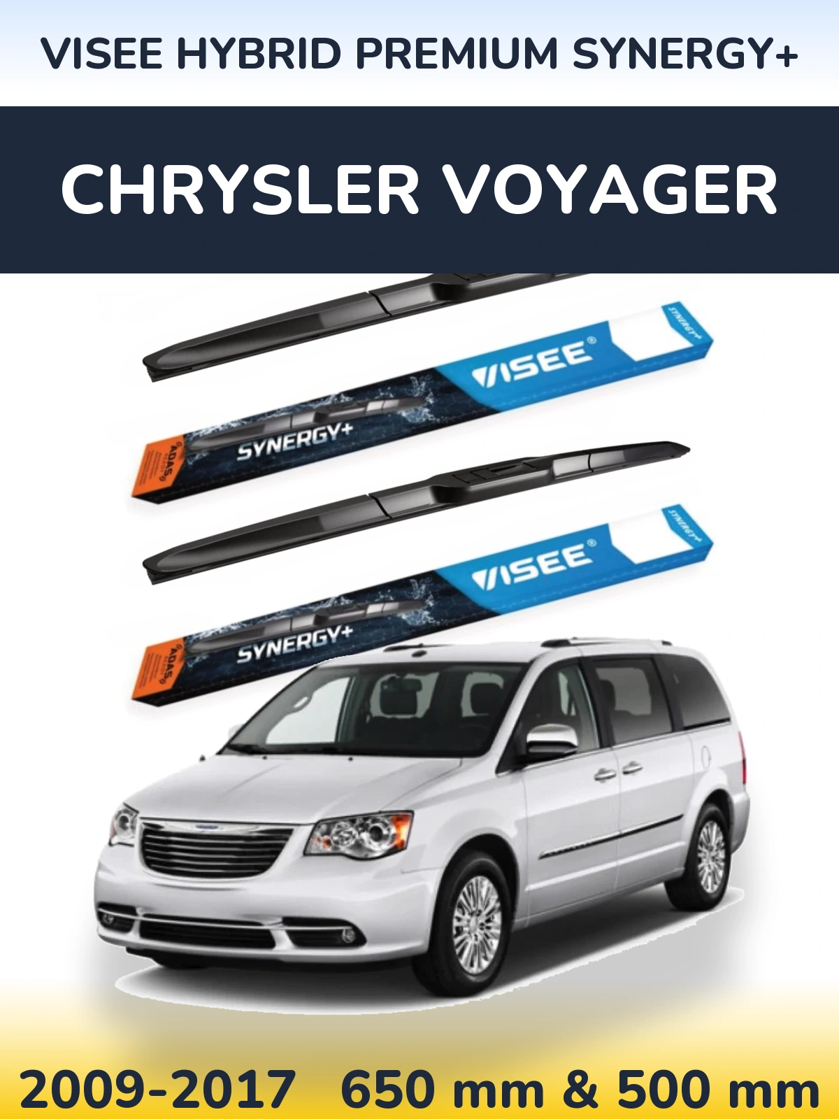 Комплект передніх щіток VISEE HYBRID PREMIUM SYNERGY+ 650 & 500 мм для Chrysler Voyager 2009-2017