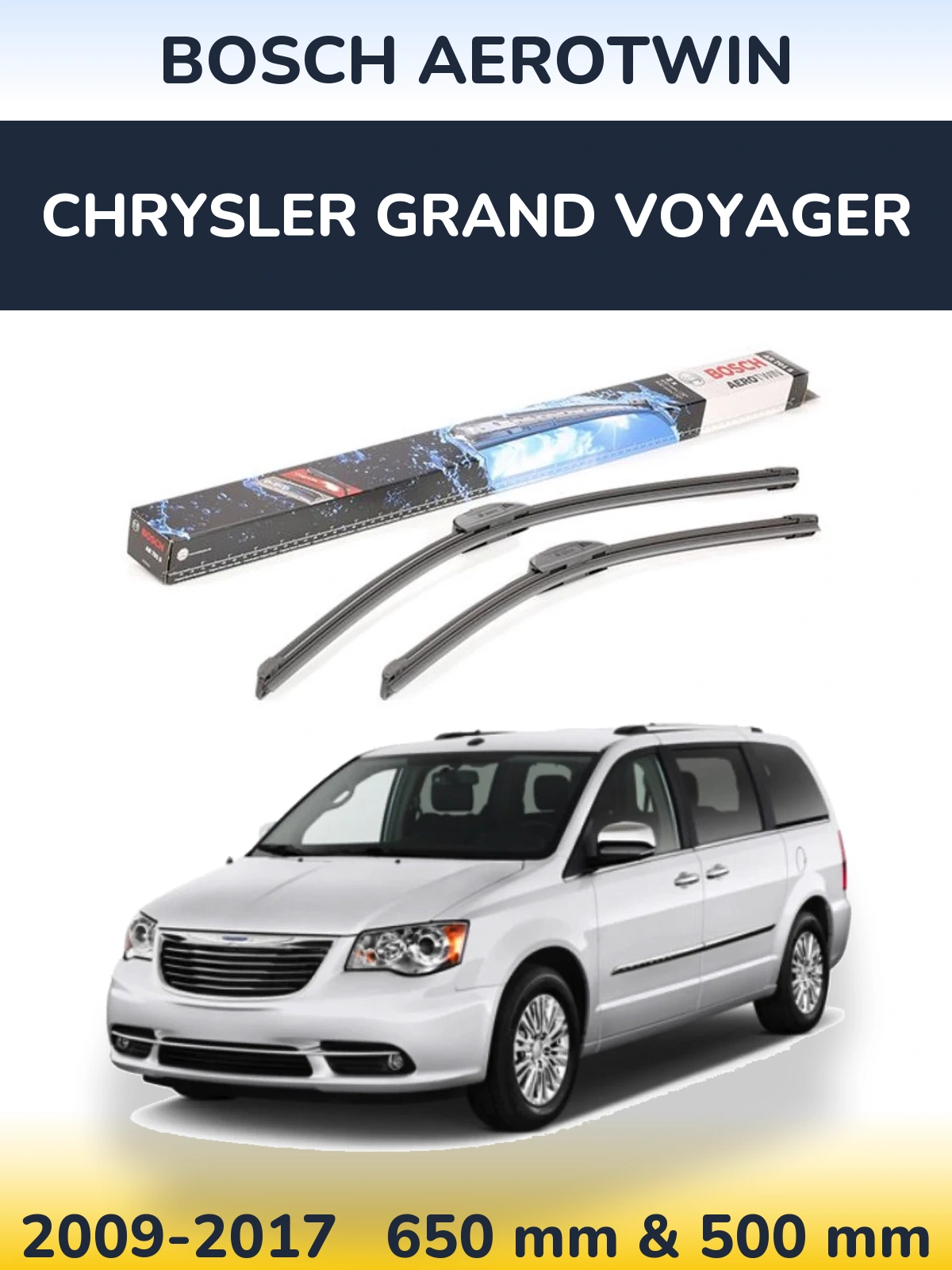 Комплект передніх щіток BOSCH AeroTwin 650 & 500 мм для Chrysler Grand Voyager 2009-2017