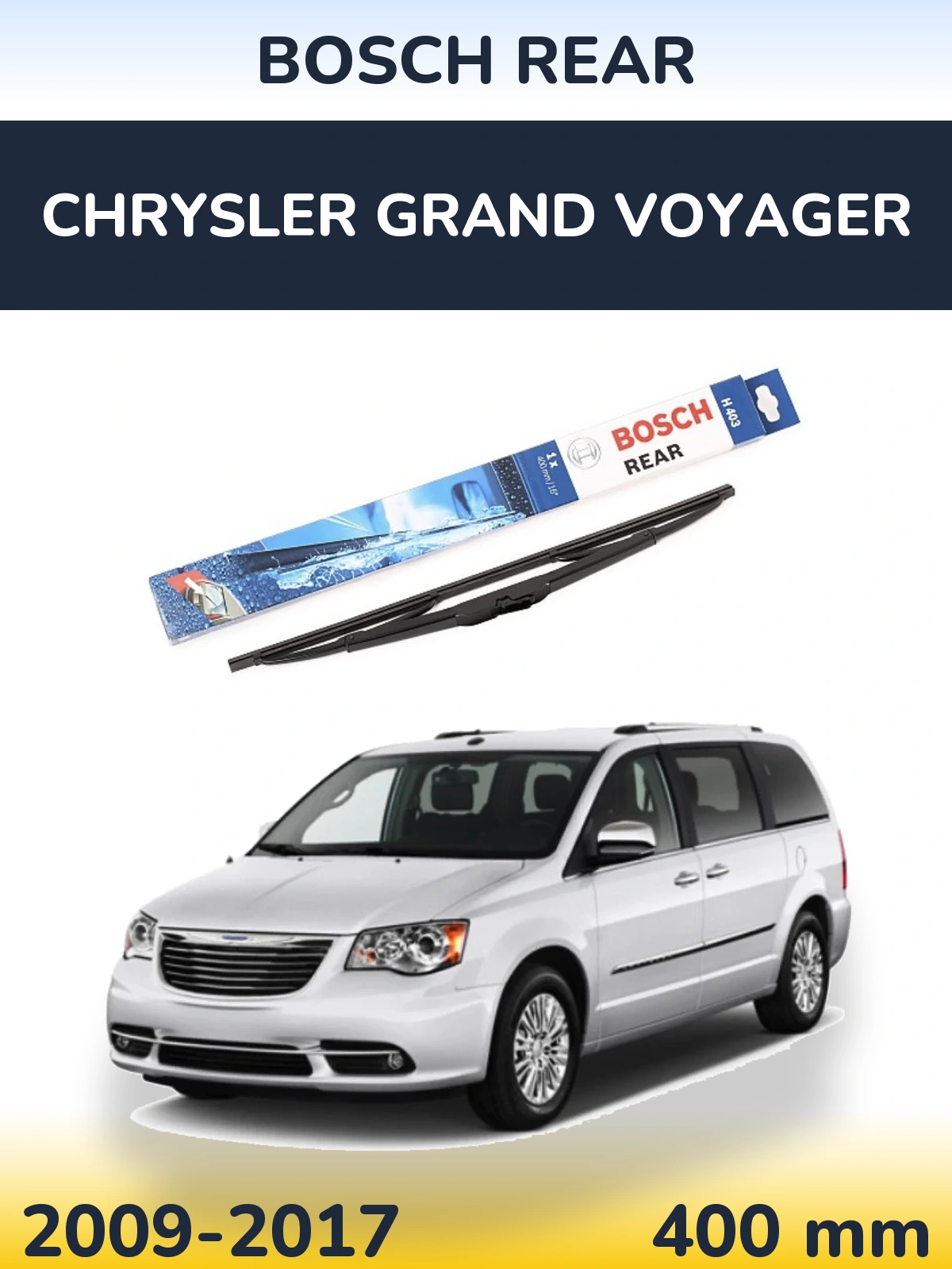 Rear wiper blade BOSCH Rear 400 mm for Chrysler Grand Voyager 2009-2017